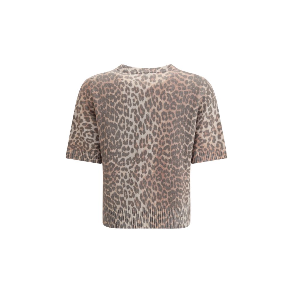 Ganni Leopard print short sleeve Sweater Ganni