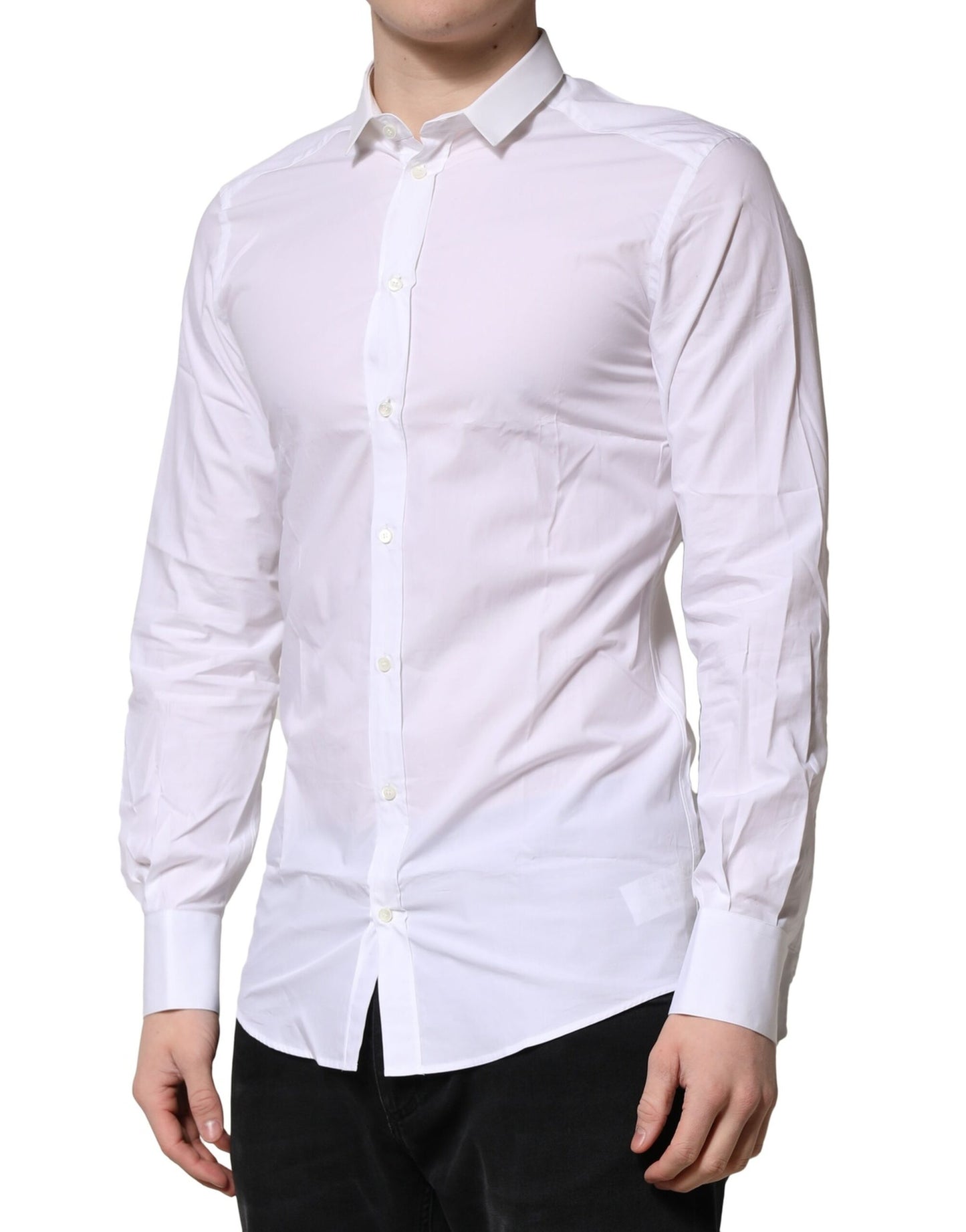 Dolce & Gabbana White Cotton GOLD Long Sleeves Formal Shirt Dolce & Gabbana