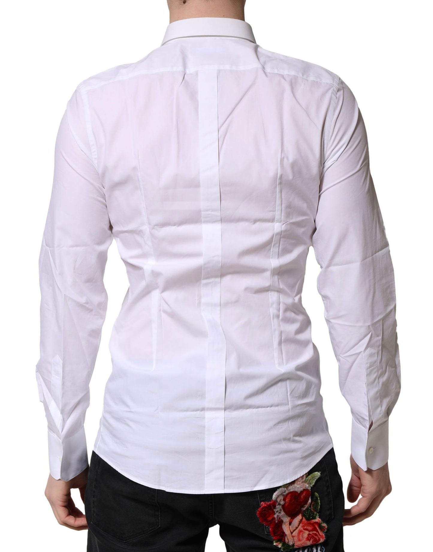 Dolce & Gabbana White Cotton GOLD Long Sleeves Formal Shirt Dolce & Gabbana