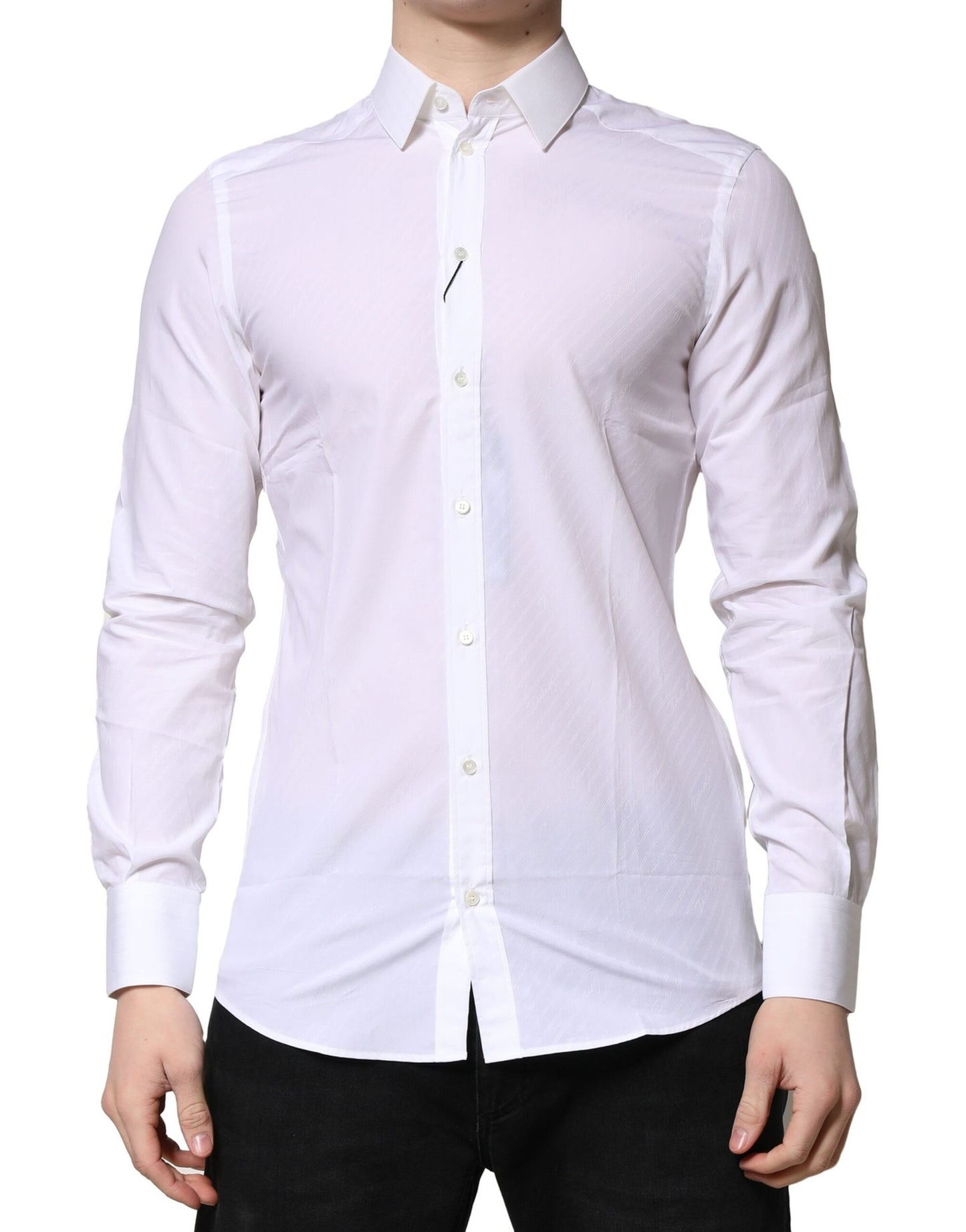 Dolce & Gabbana White MARTINI Long Sleeves Dress Formal Shirt Dolce & Gabbana