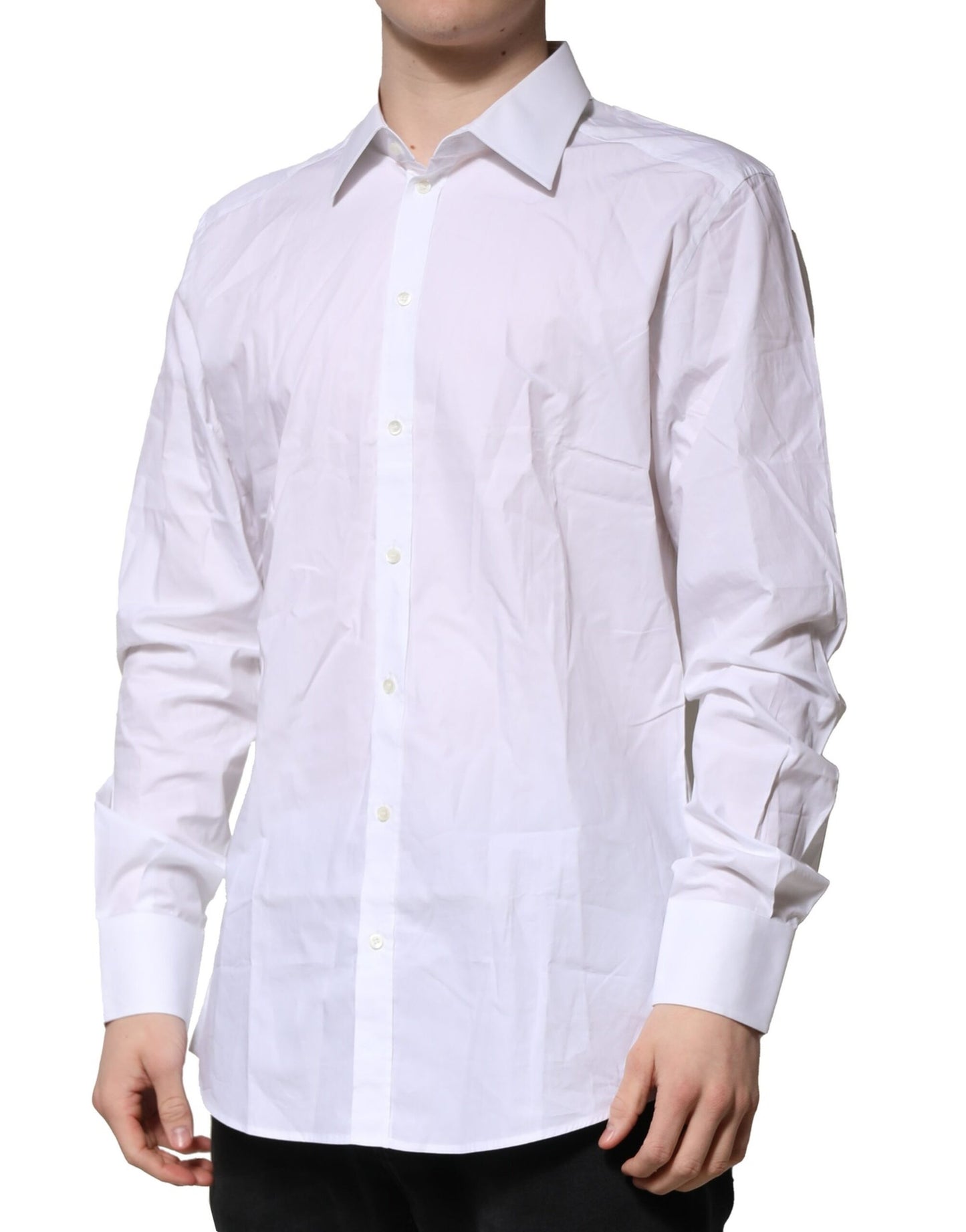Dolce & Gabbana White GOLD Long Sleeves Dress Formal Shirt Dolce & Gabbana