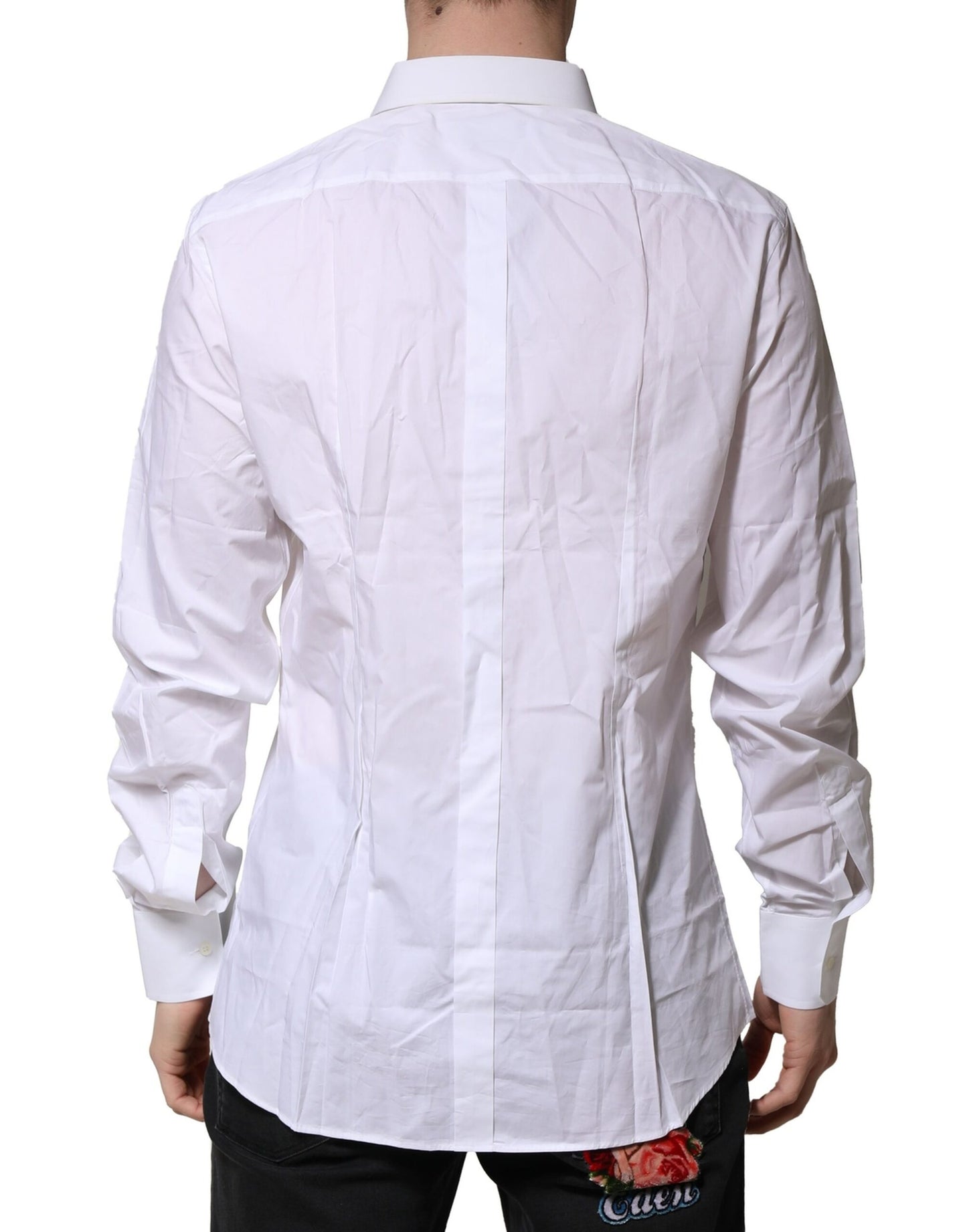Dolce & Gabbana White GOLD Long Sleeves Dress Formal Shirt Dolce & Gabbana