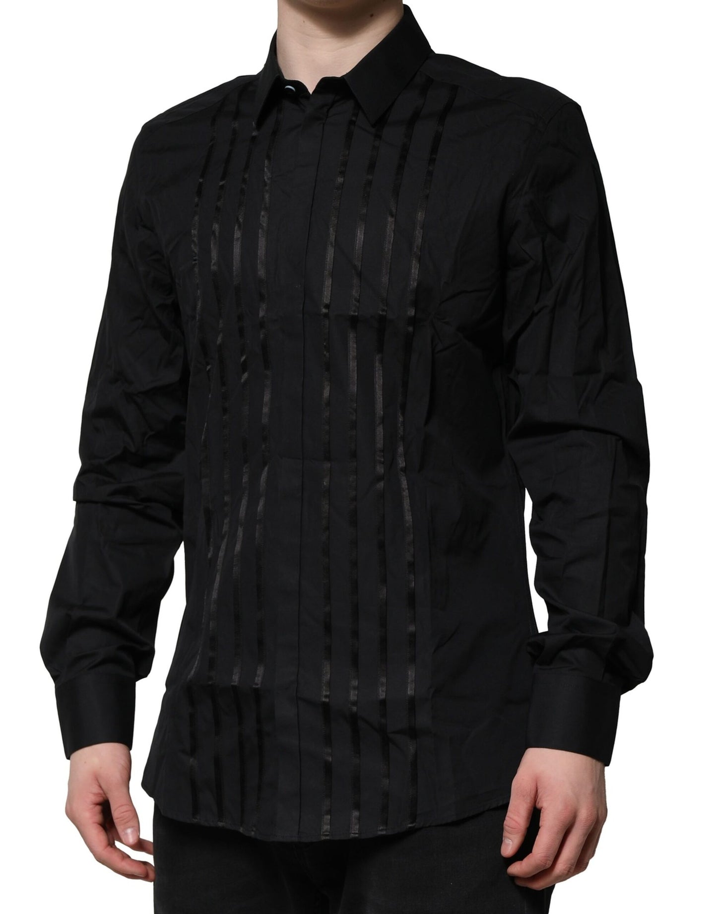 Dolce & Gabbana Black Cotton GOLD Mens Dress Formal Shirt Dolce & Gabbana