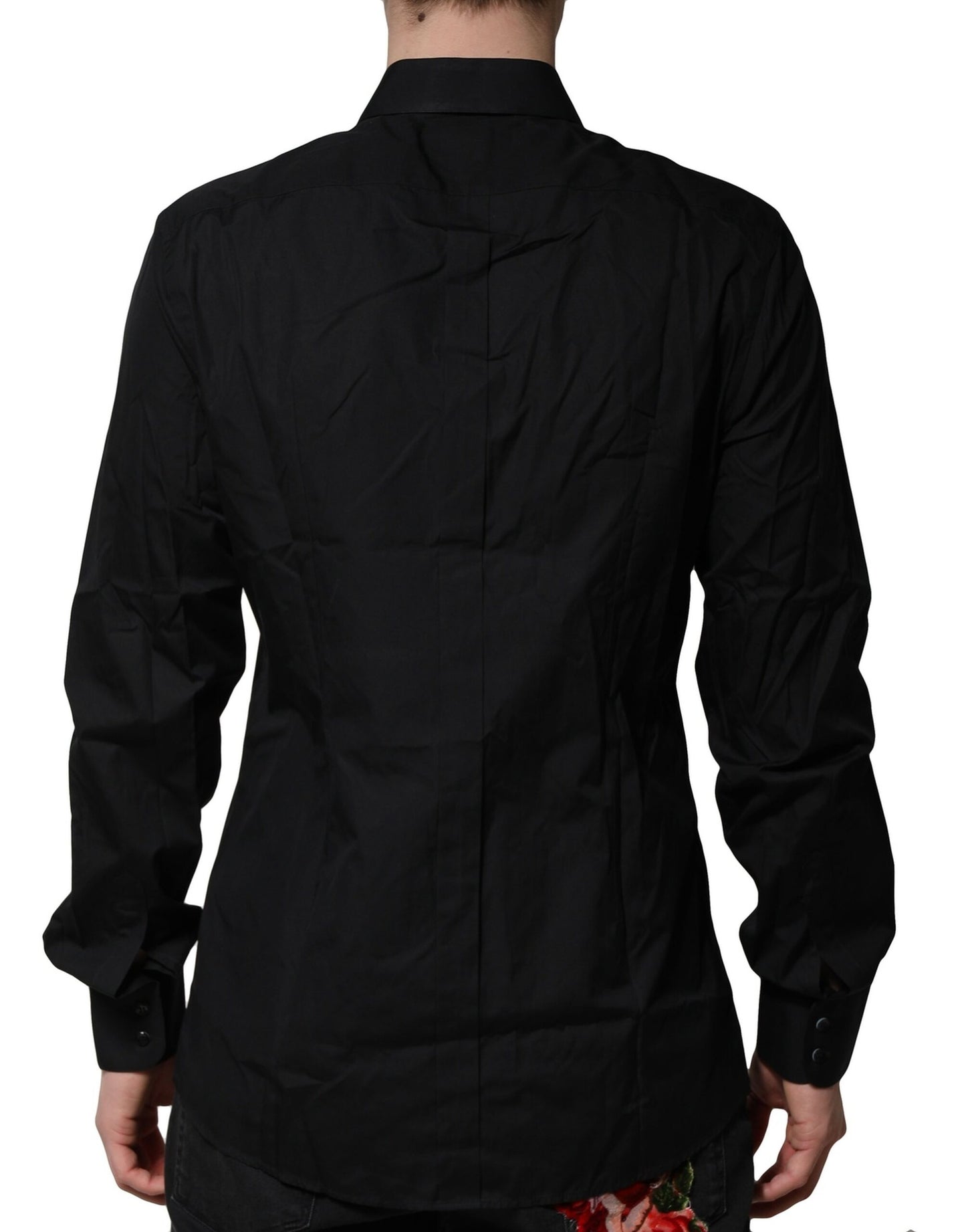 Dolce & Gabbana Black Cotton GOLD Mens Dress Formal Shirt Dolce & Gabbana