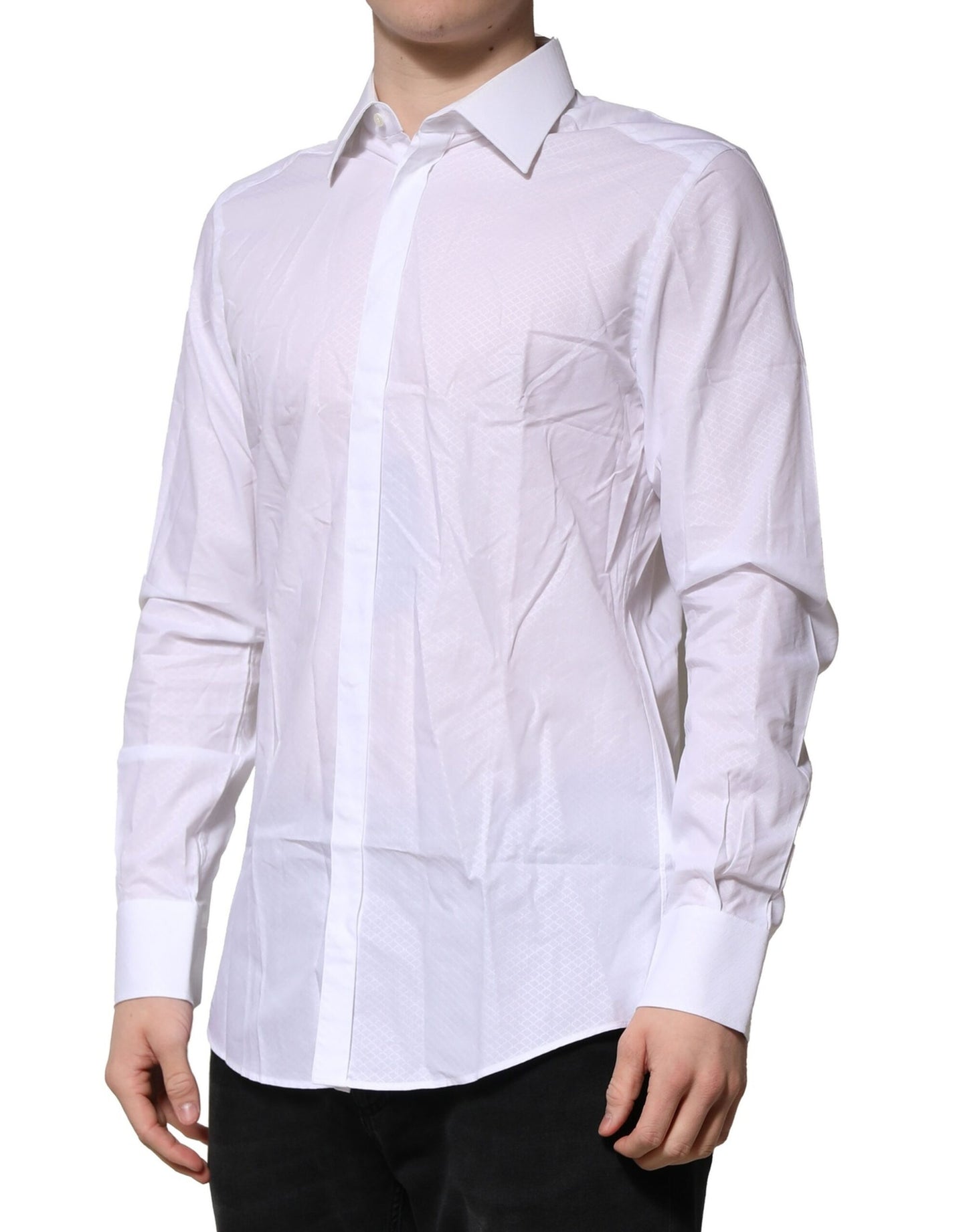 Dolce & Gabbana White MARTINI Long Sleeves Men Formal Shirt Dolce & Gabbana