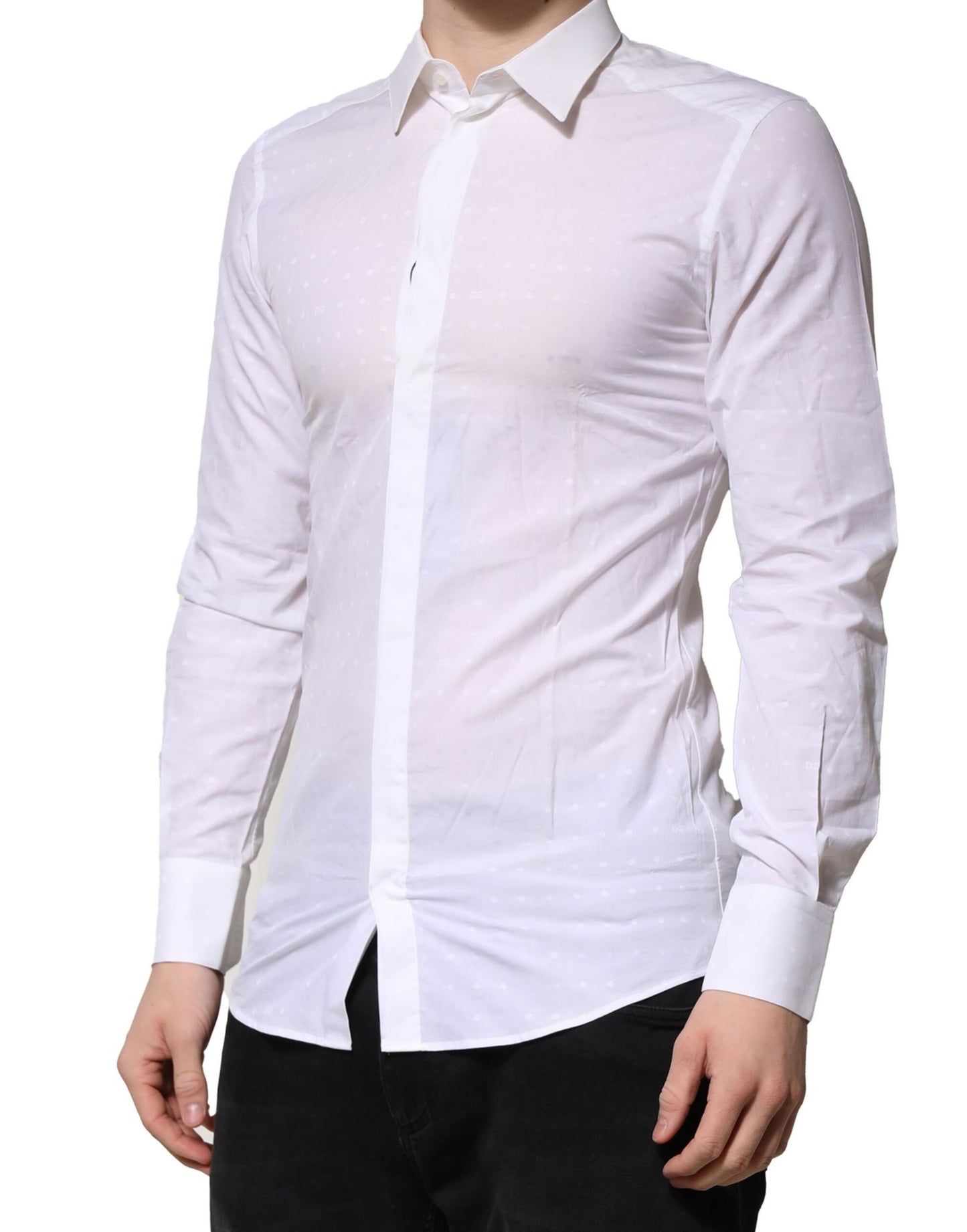 Dolce & Gabbana White GOLD Long Sleeves Dress Men Formal Shirt Dolce & Gabbana