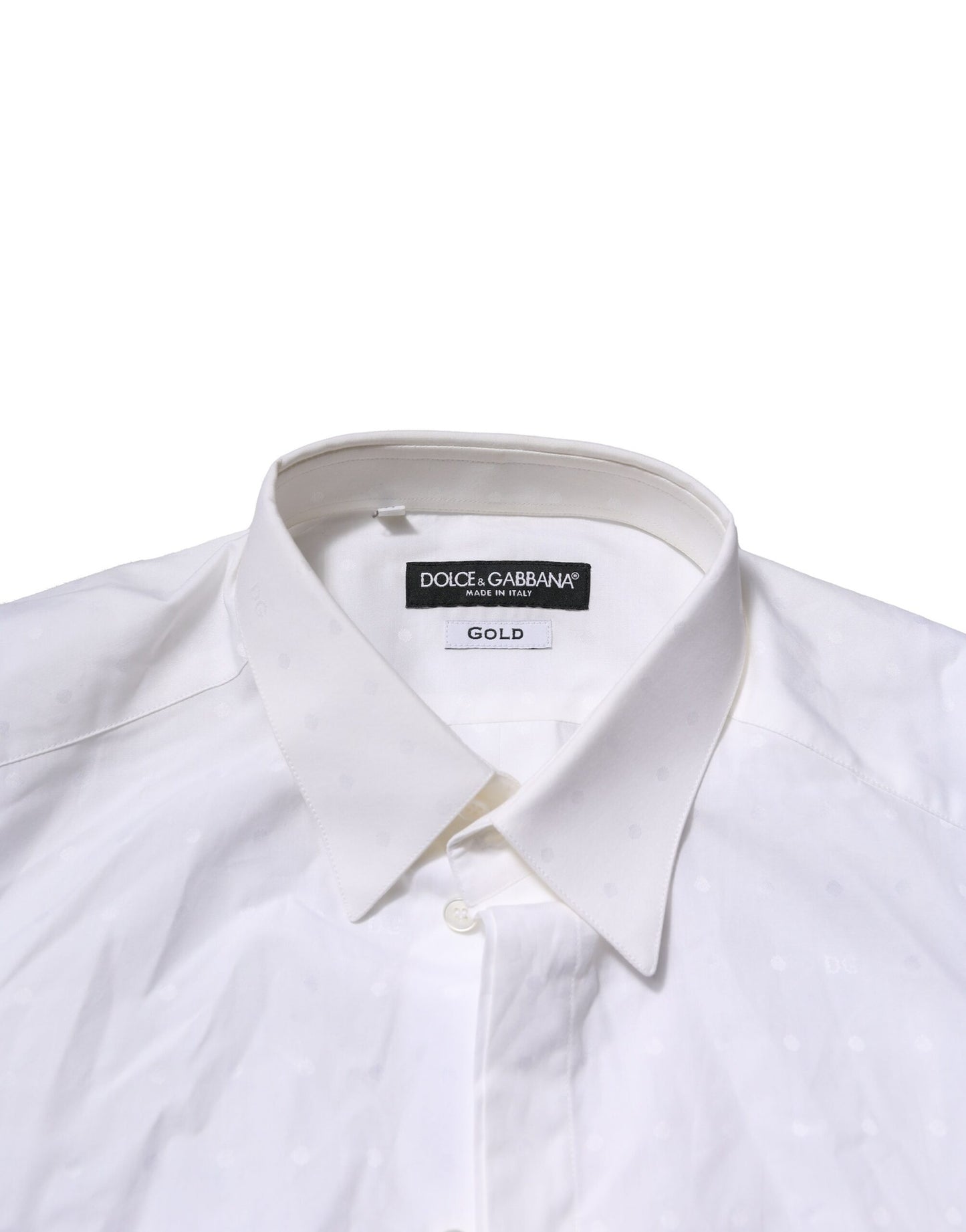 Dolce & Gabbana White GOLD Long Sleeves Dress Men Formal Shirt Dolce & Gabbana