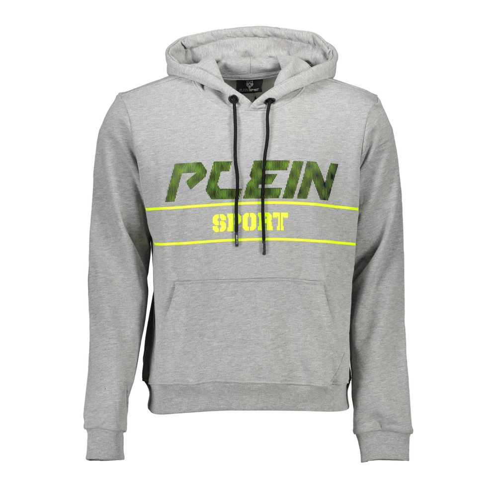 Plein Sport Gray Cotton Men Hooded Sweatshirt Plein Sport