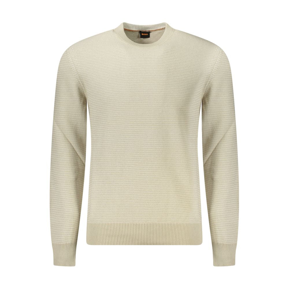 Hugo Boss Beige Cotton Men Sweater Hugo Boss