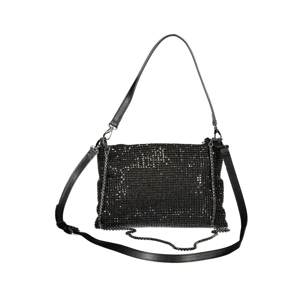 Mario Valentino Black Polyester Women Handbag with Rhinestone Details Mario Valentino