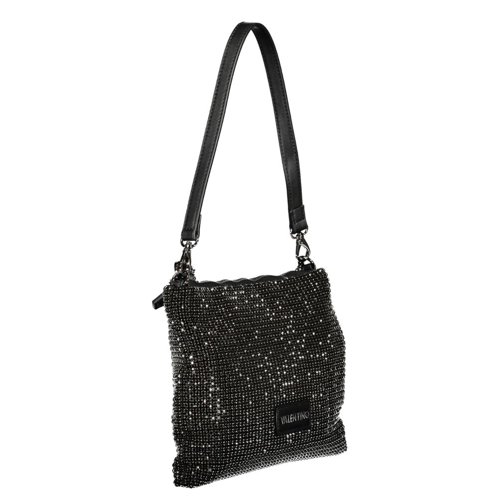 Mario Valentino Black Polyester Women Handbag with Rhinestone Details Mario Valentino