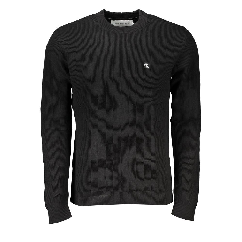 Calvin Klein Sleek Black Crew Neck Sweater with Logo Calvin Klein