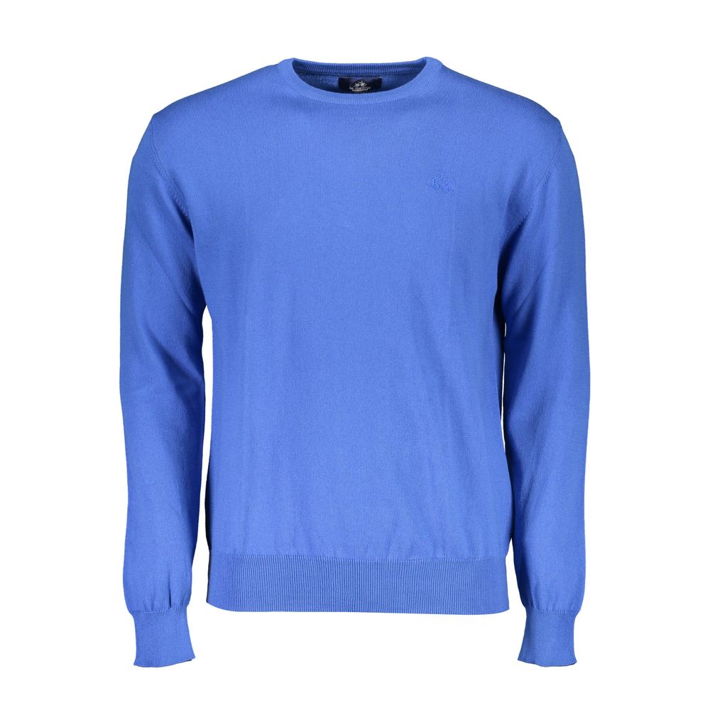 La Martina Blue Cotton Men Sweater La Martina