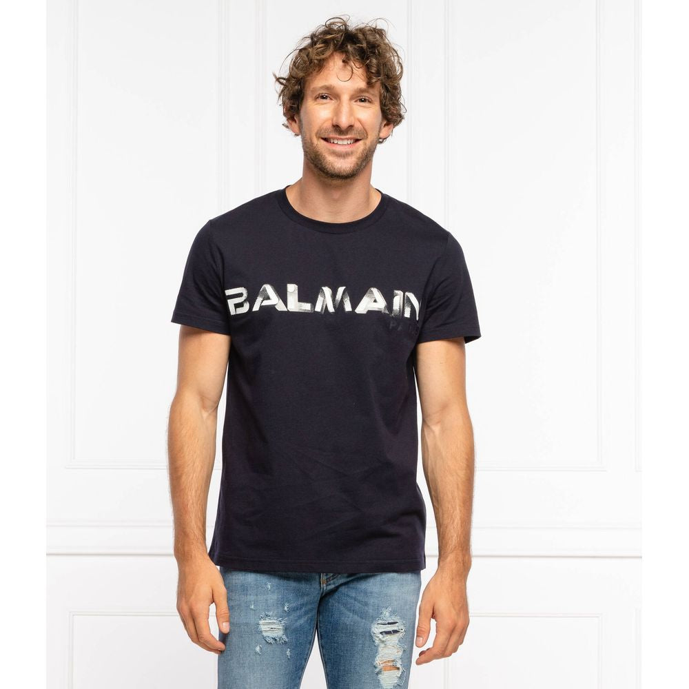 Balmain Blue Cotton T-Shirt Balmain