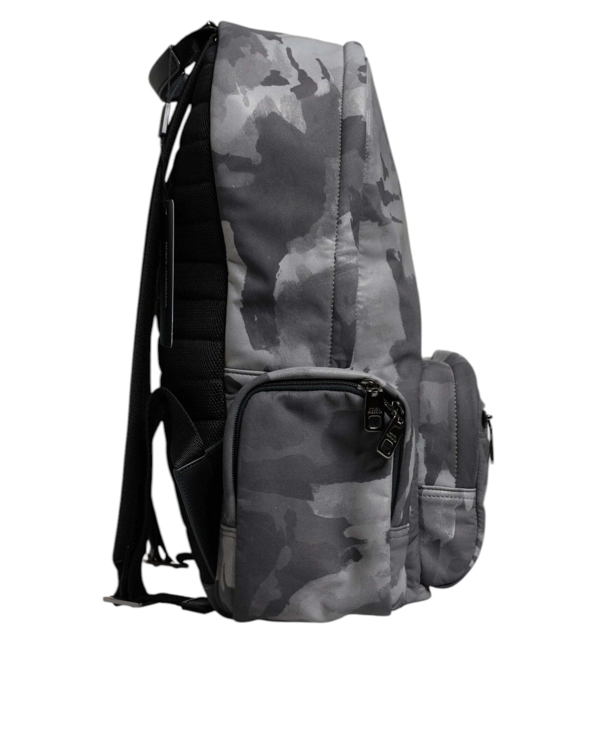 Dolce & Gabbana Gray Cotton Camouflage Logo Plaque Backpack Bag Dolce & Gabbana