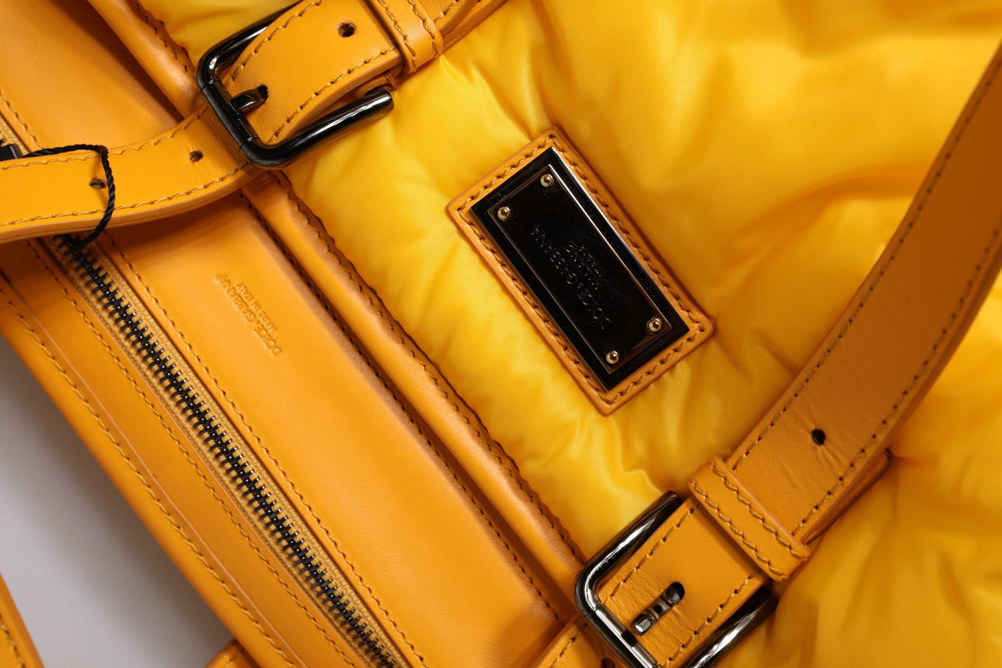 Dolce & Gabbana Yellow Orange Nylon Logo Plaque Hand Shoulder Tote Bag Dolce & Gabbana