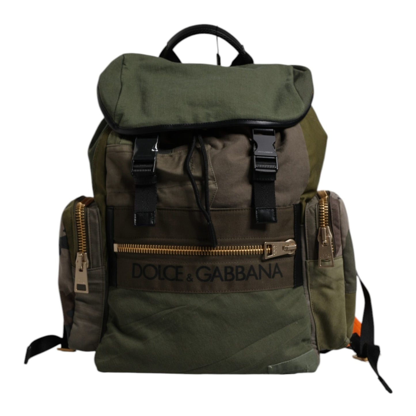 Dolce & Gabbana Green Patchwork Travel Backpack Military Bag