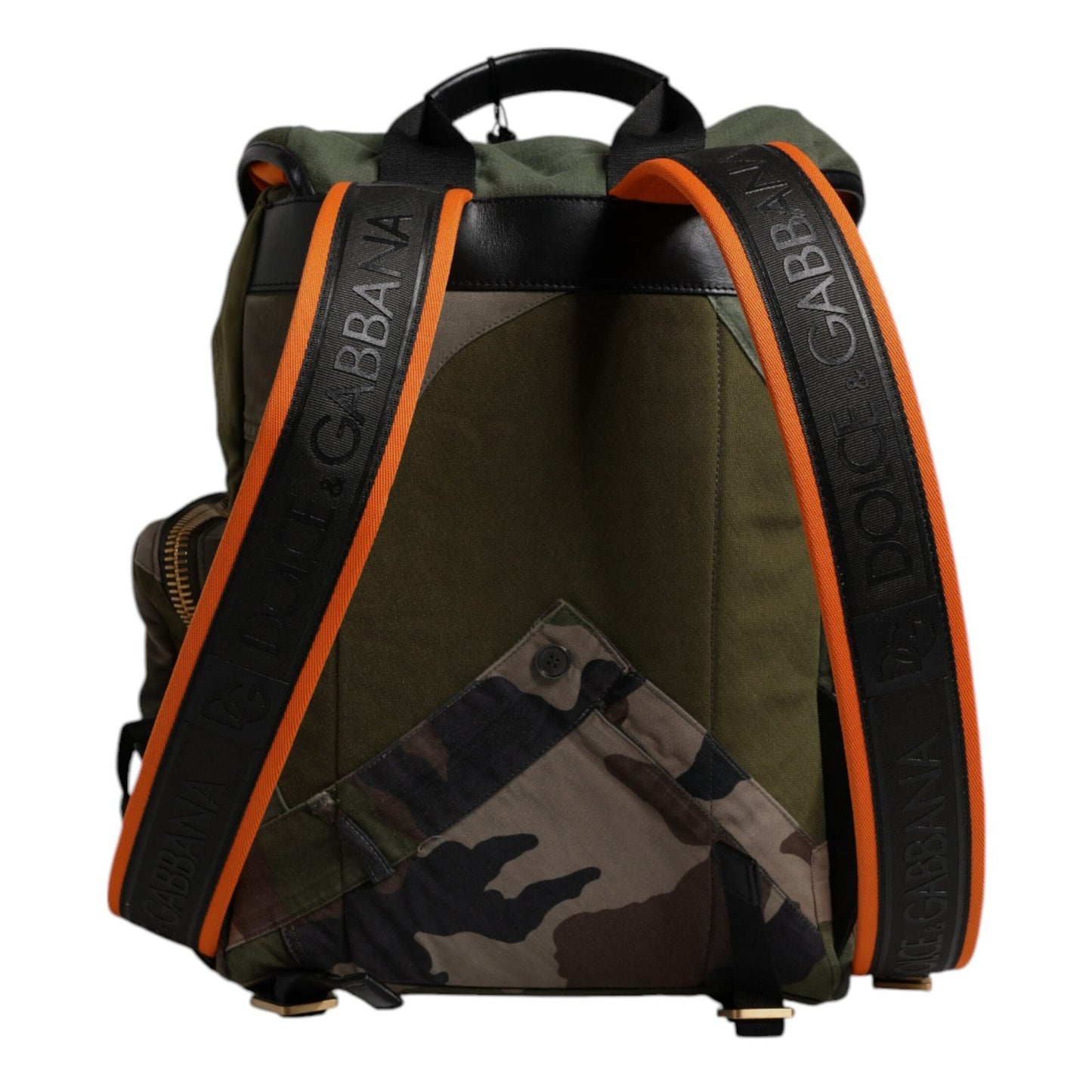 Dolce & Gabbana Green Patchwork Travel Backpack Military Bag