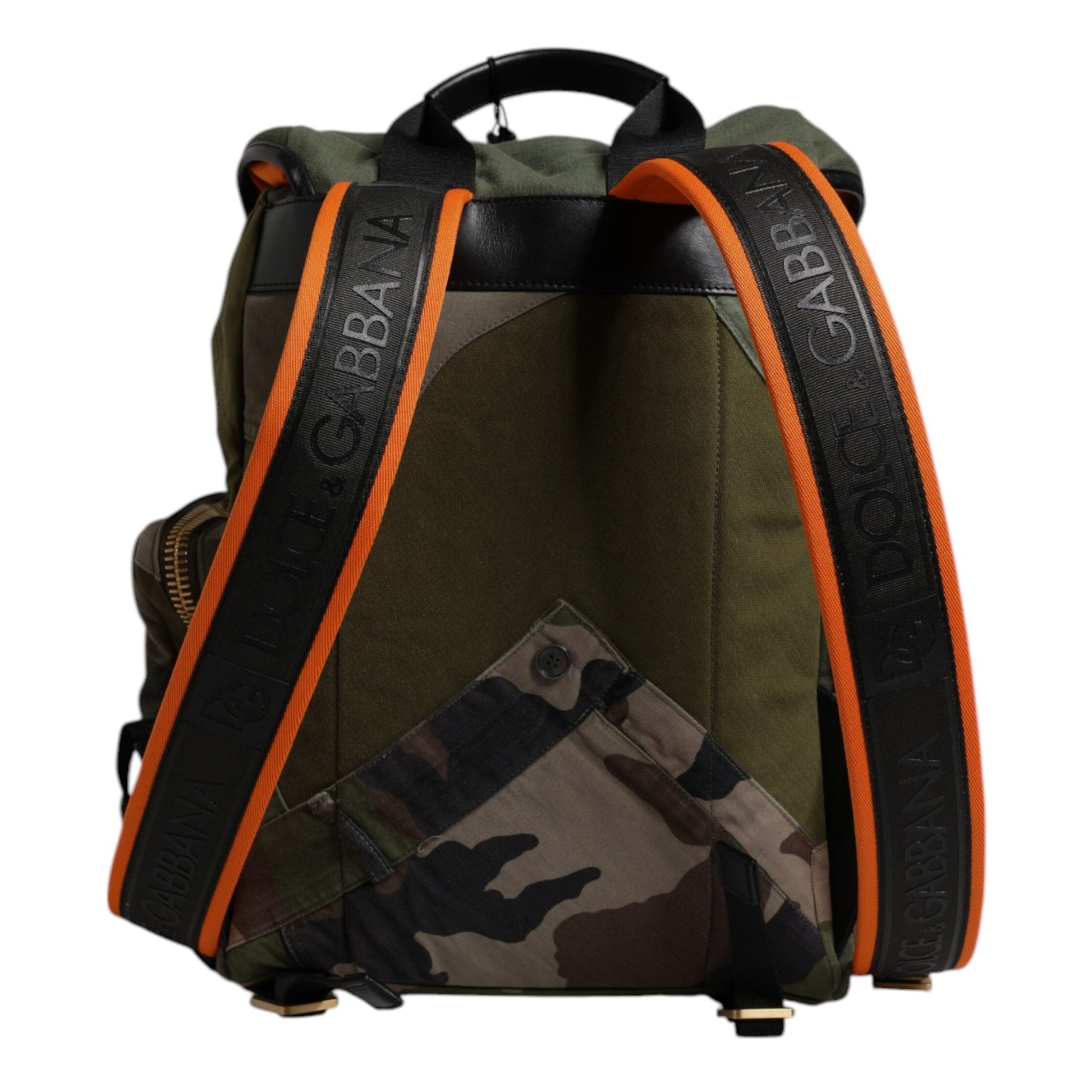 Dolce & Gabbana Green Patchwork Travel Backpack Military Bag
