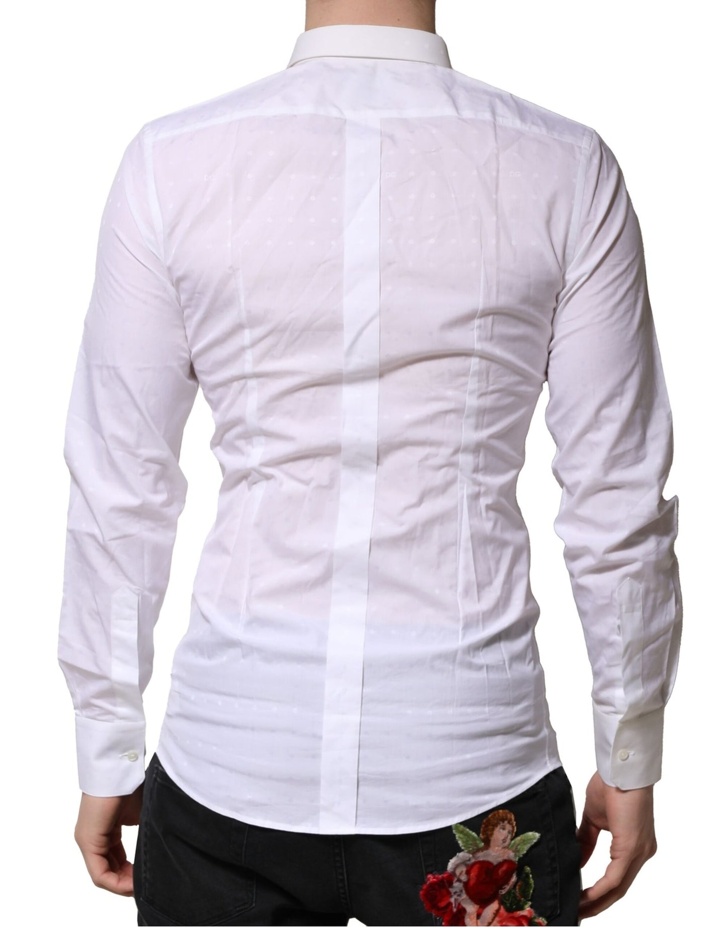 Dolce & Gabbana White Cotton GOLD Long Sleeves Formal Shirt Dolce & Gabbana