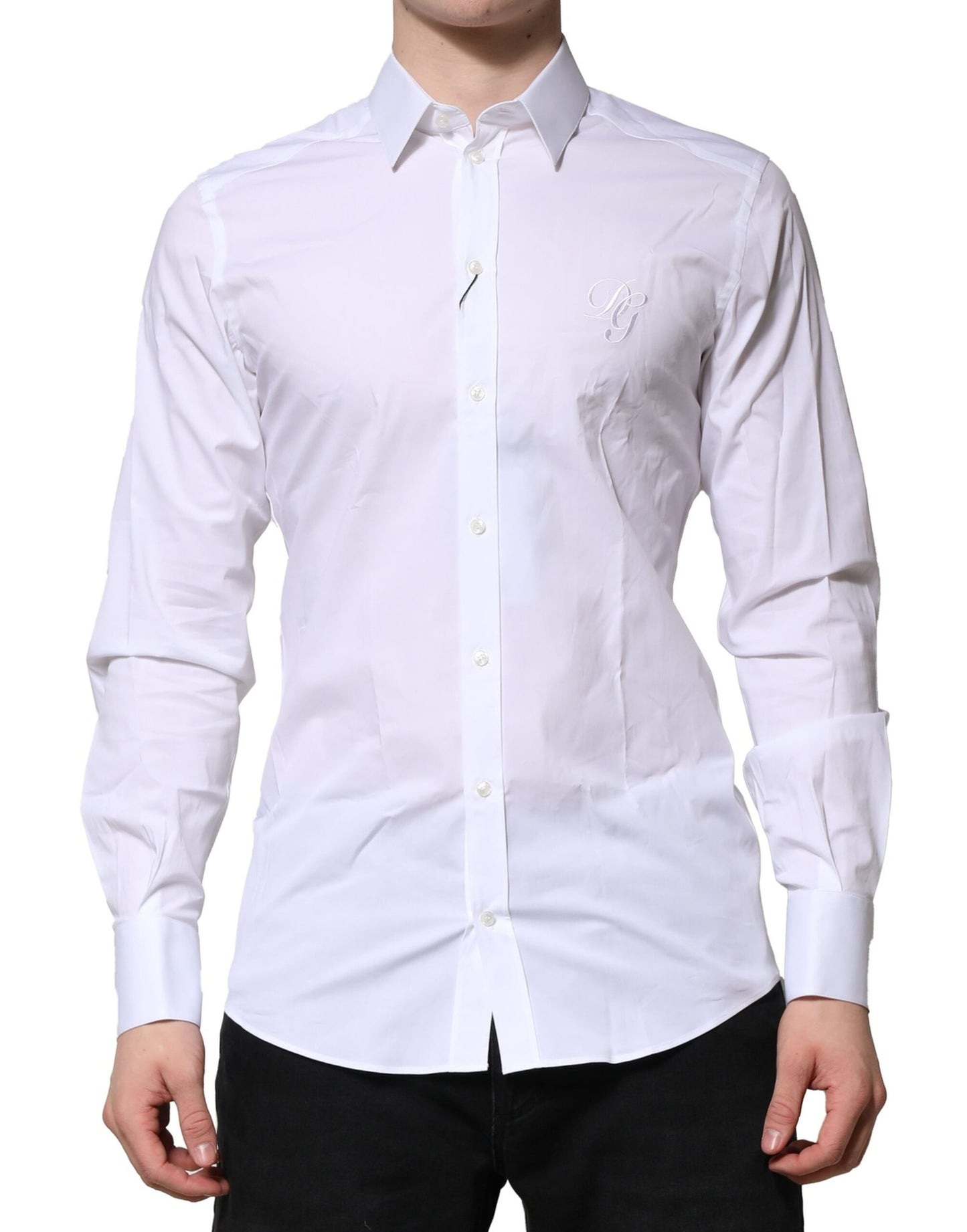 Dolce & Gabbana White Cotton GOLD Long Sleeves Formal Shirt Dolce & Gabbana