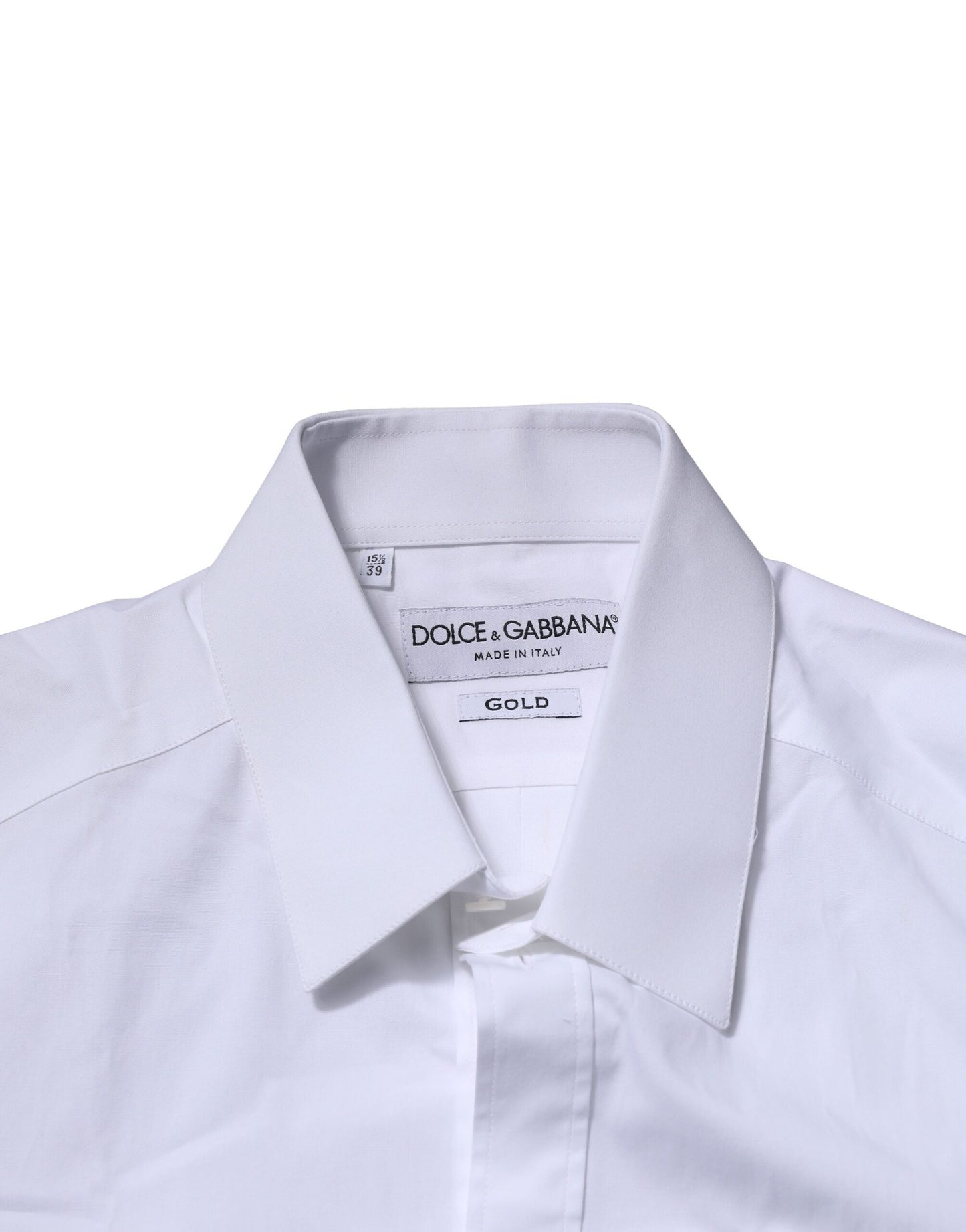 Dolce & Gabbana White Cotton GOLD Long Sleeves Formal Shirt Dolce & Gabbana