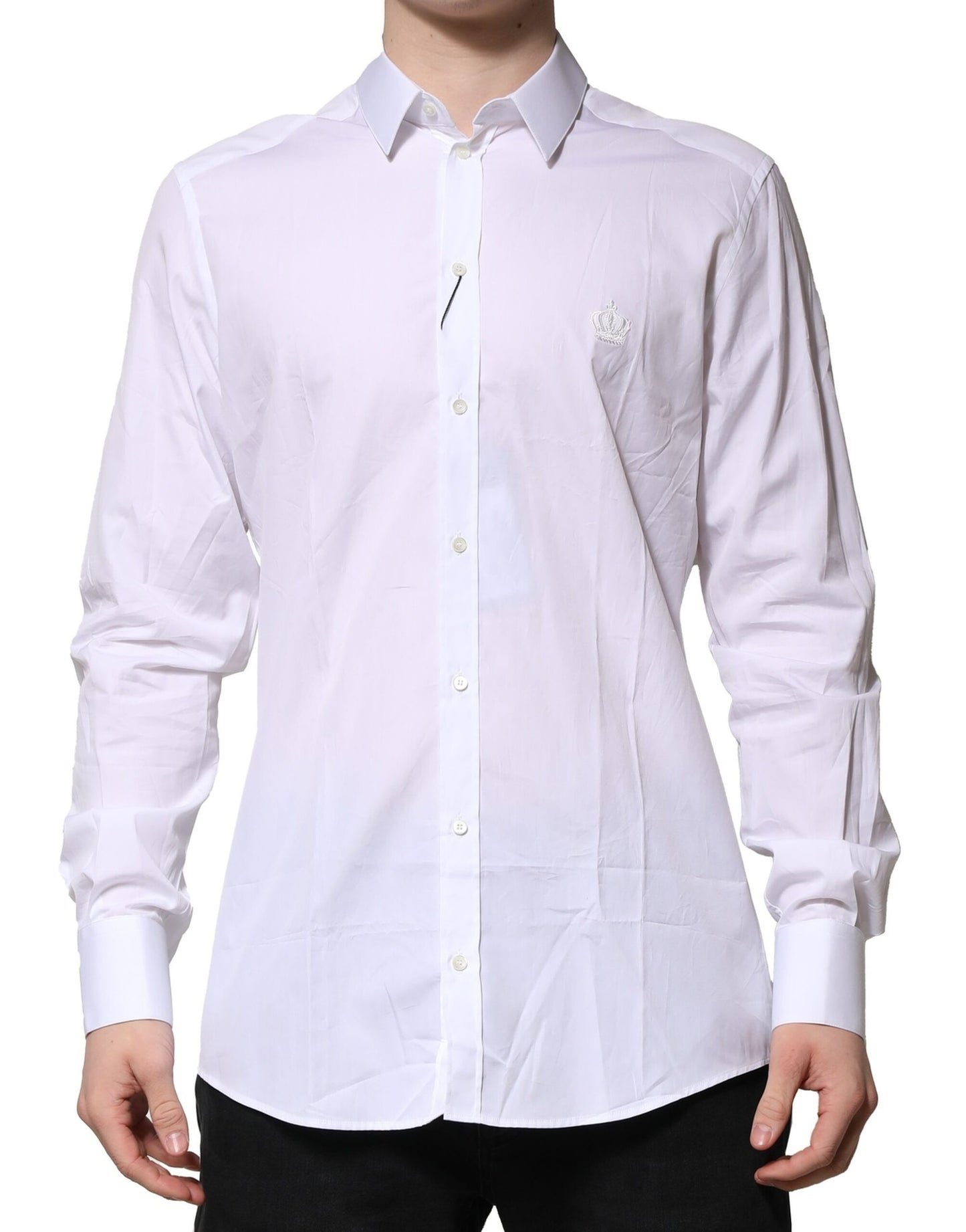 Dolce & Gabbana White Cotton GOLD Long Sleeves Formal Shirt Dolce & Gabbana