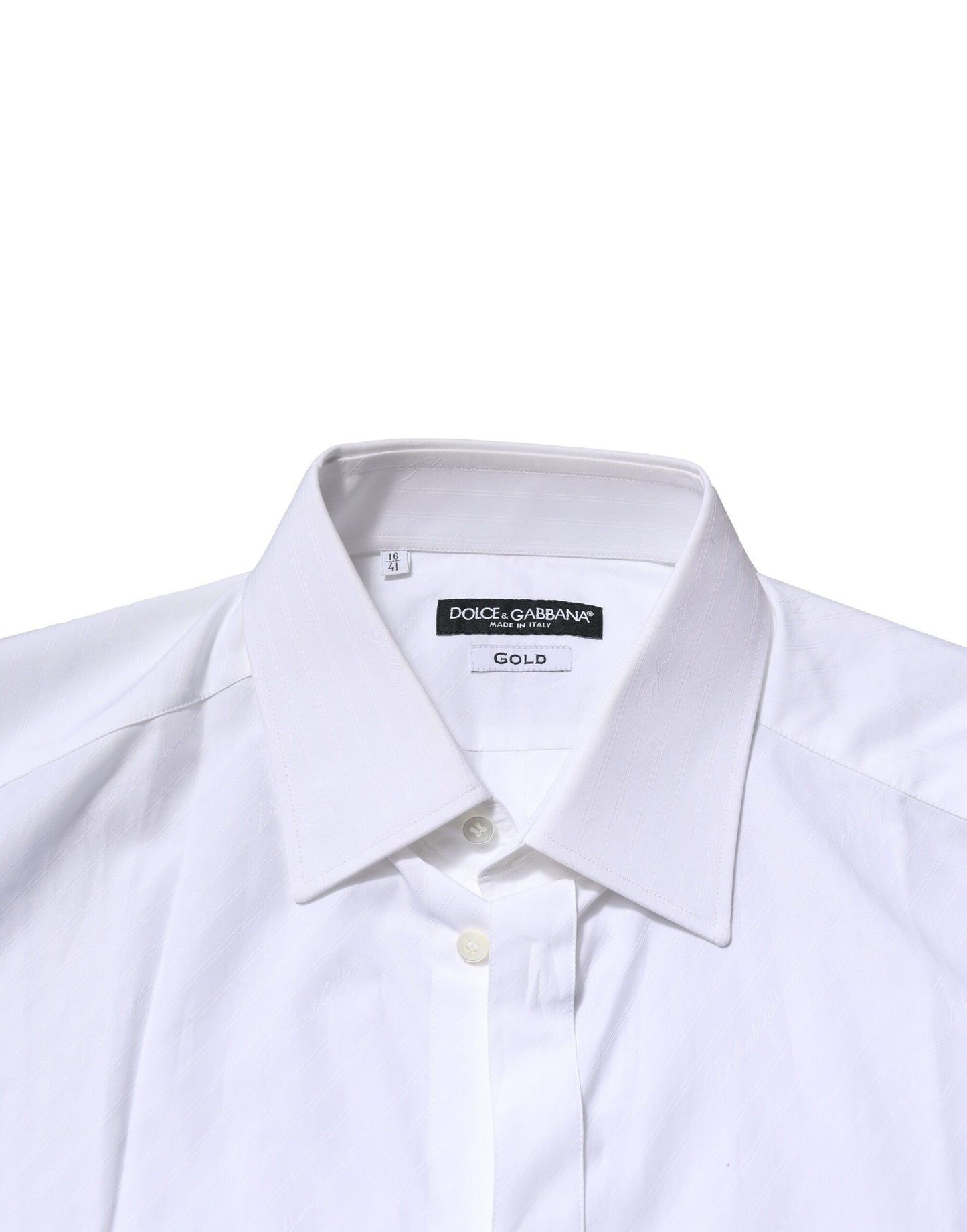 Dolce & Gabbana White Cotton Long Sleeves GOLD Formal Shirt Dolce & Gabbana