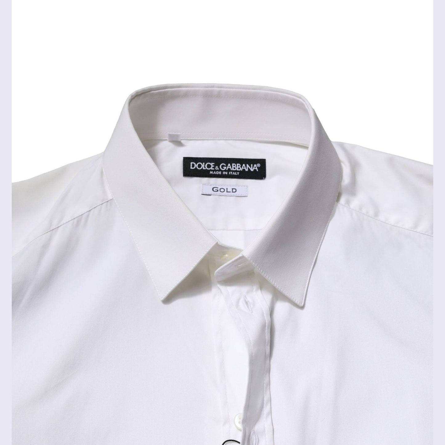 Dolce & Gabbana White Cotton GOLD Long Sleeves Formal Shirt