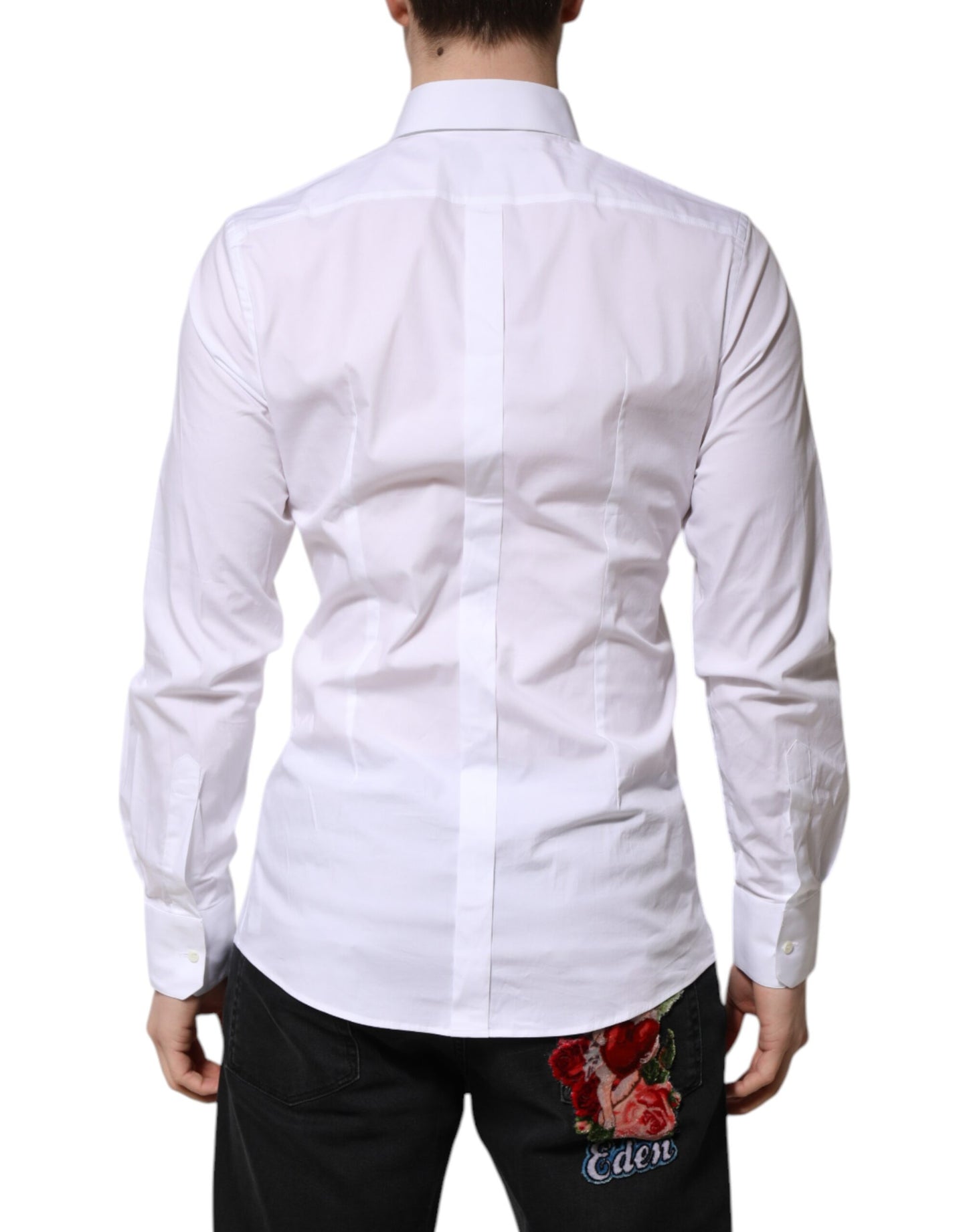 Dolce & Gabbana White Cotton GOLD Long Sleeves Formal Shirt Dolce & Gabbana