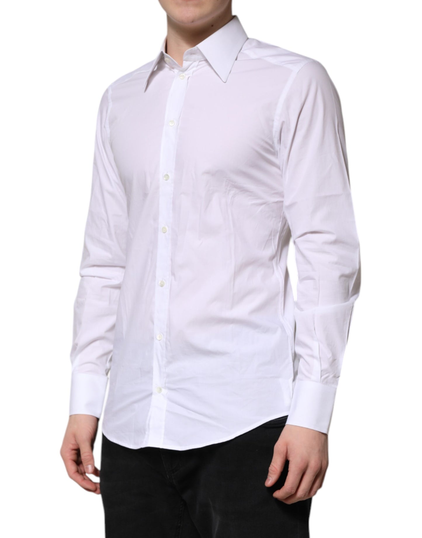 Dolce & Gabbana White Cotton GOLD Long Sleeves Formal Shirt Dolce & Gabbana