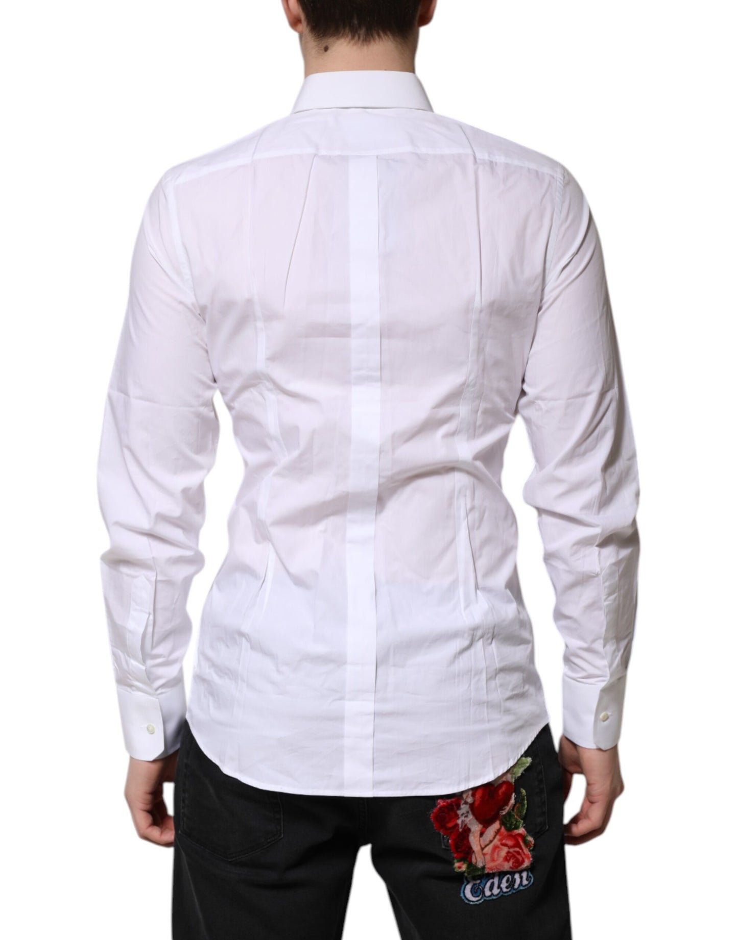 Dolce & Gabbana White Cotton GOLD Long Sleeves Formal Shirt Dolce & Gabbana