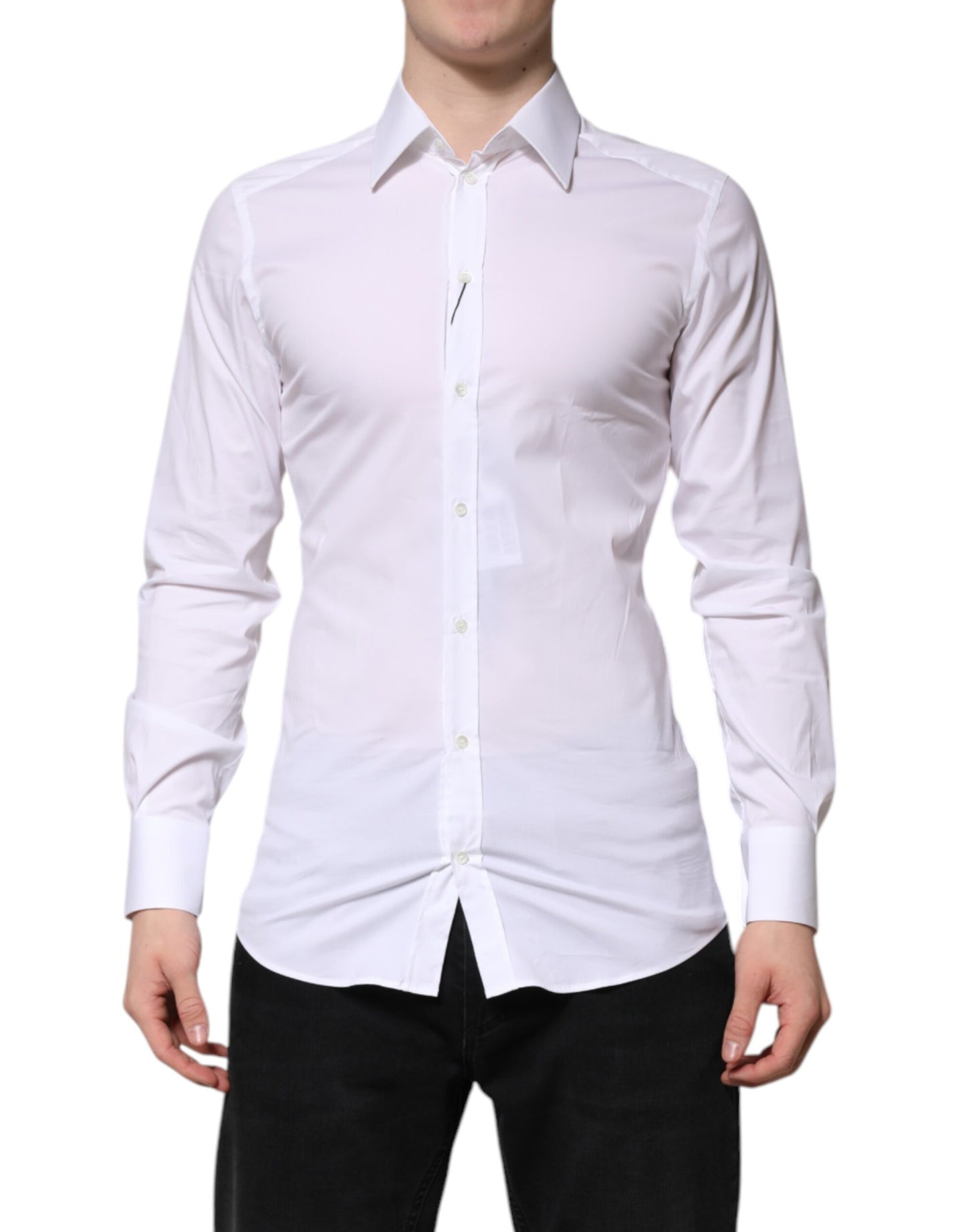 Dolce & Gabbana White Cotton GOLD Long Sleeves Formal Shirt Dolce & Gabbana