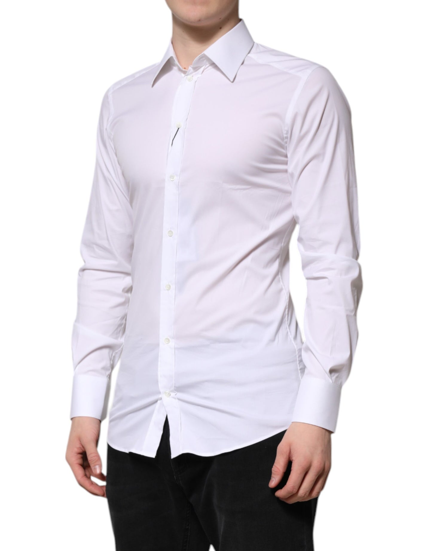 Dolce & Gabbana White Cotton GOLD Long Sleeves Formal Shirt Dolce & Gabbana