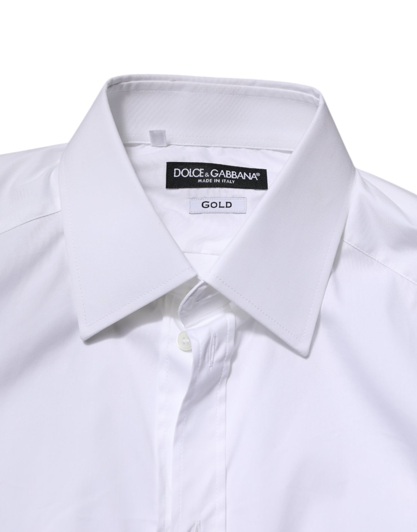 Dolce & Gabbana White Cotton GOLD Long Sleeves Formal Shirt Dolce & Gabbana