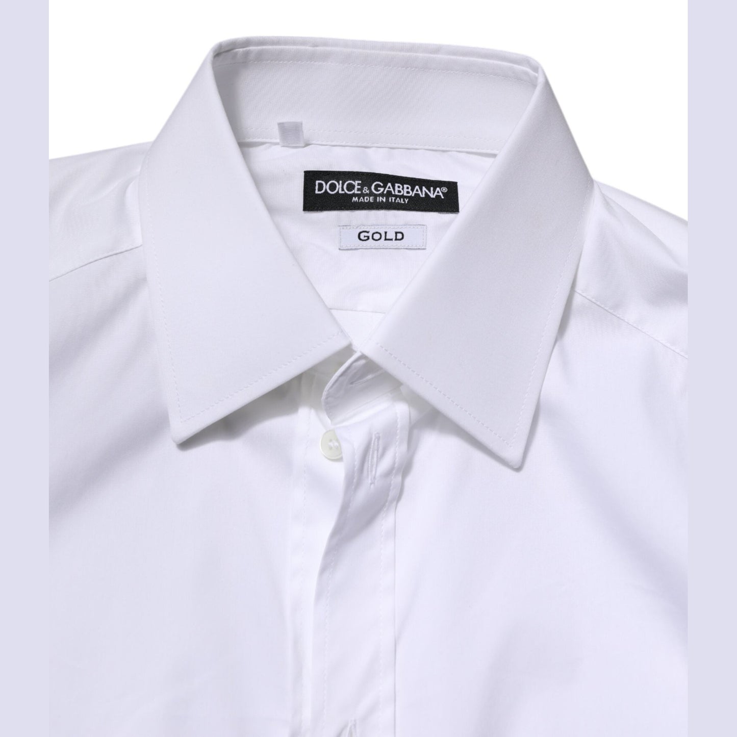 Dolce & Gabbana White Cotton GOLD Long Sleeves Formal Shirt