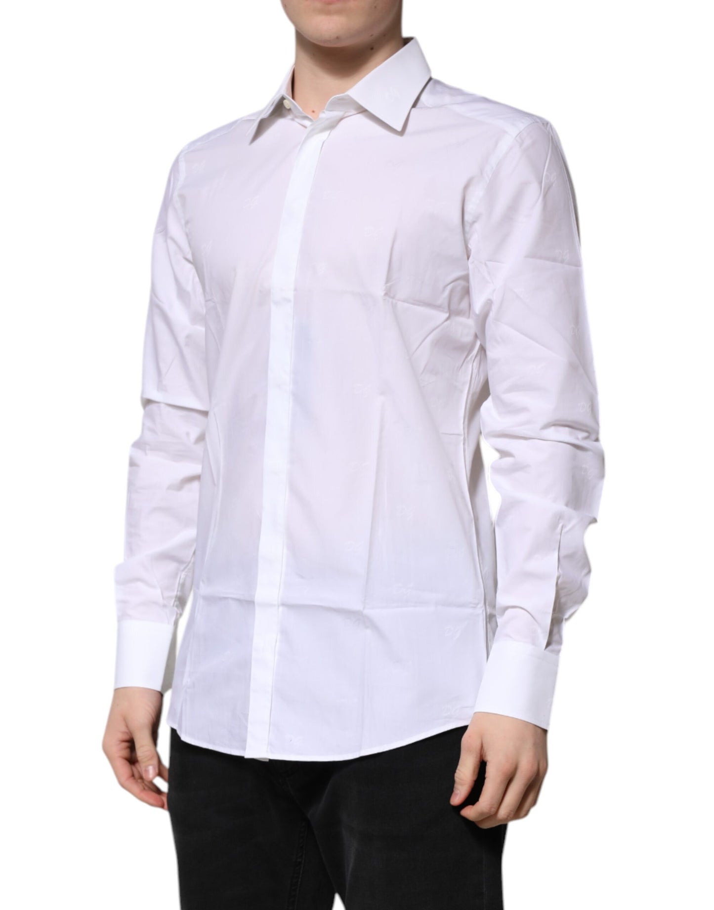 Dolce & Gabbana White Cotton GOLD Long Sleeves Formal Shirt Dolce & Gabbana