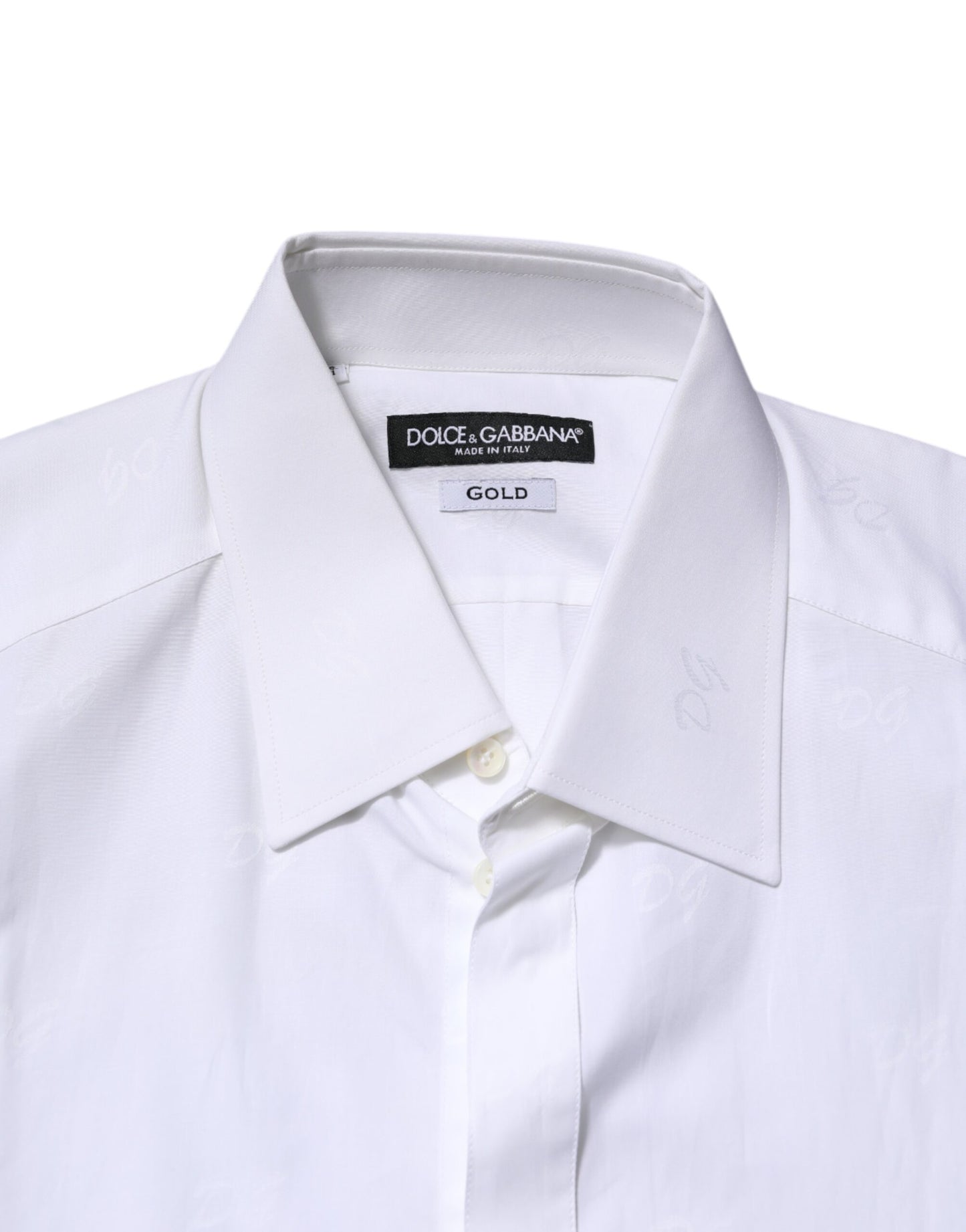 Dolce & Gabbana White Cotton GOLD Long Sleeves Formal Shirt Dolce & Gabbana