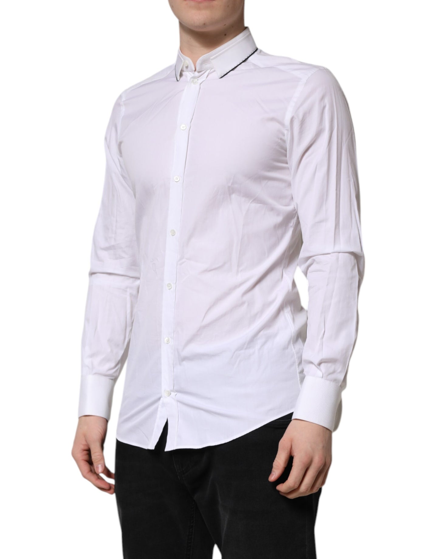 Dolce & Gabbana White Cotton GOLD Long Sleeves Formal Shirt Dolce & Gabbana