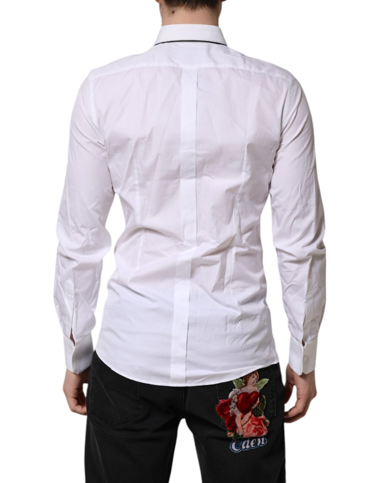 Dolce & Gabbana White Cotton GOLD Long Sleeves Formal Shirt Dolce & Gabbana