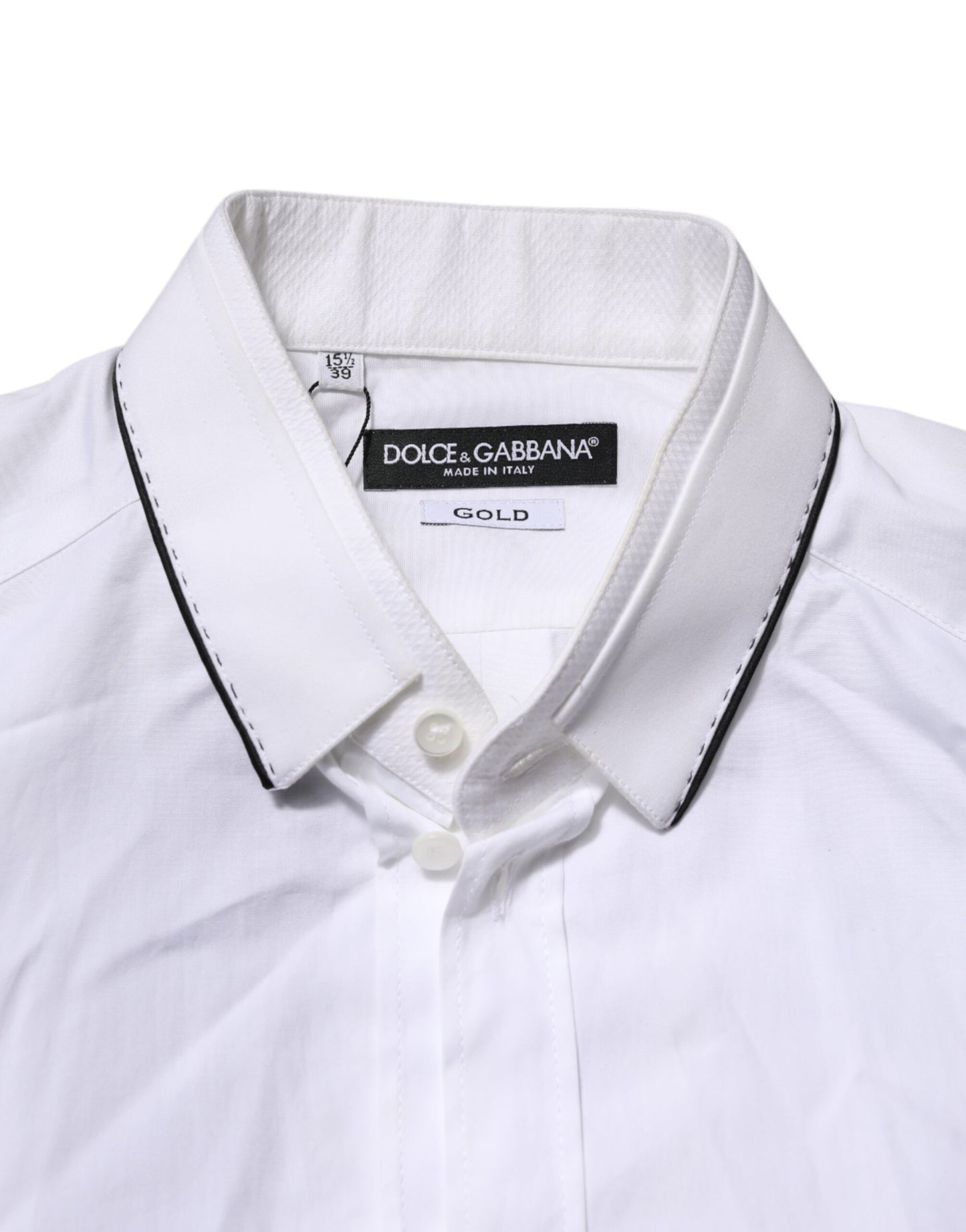 Dolce & Gabbana White Cotton GOLD Long Sleeves Formal Shirt Dolce & Gabbana