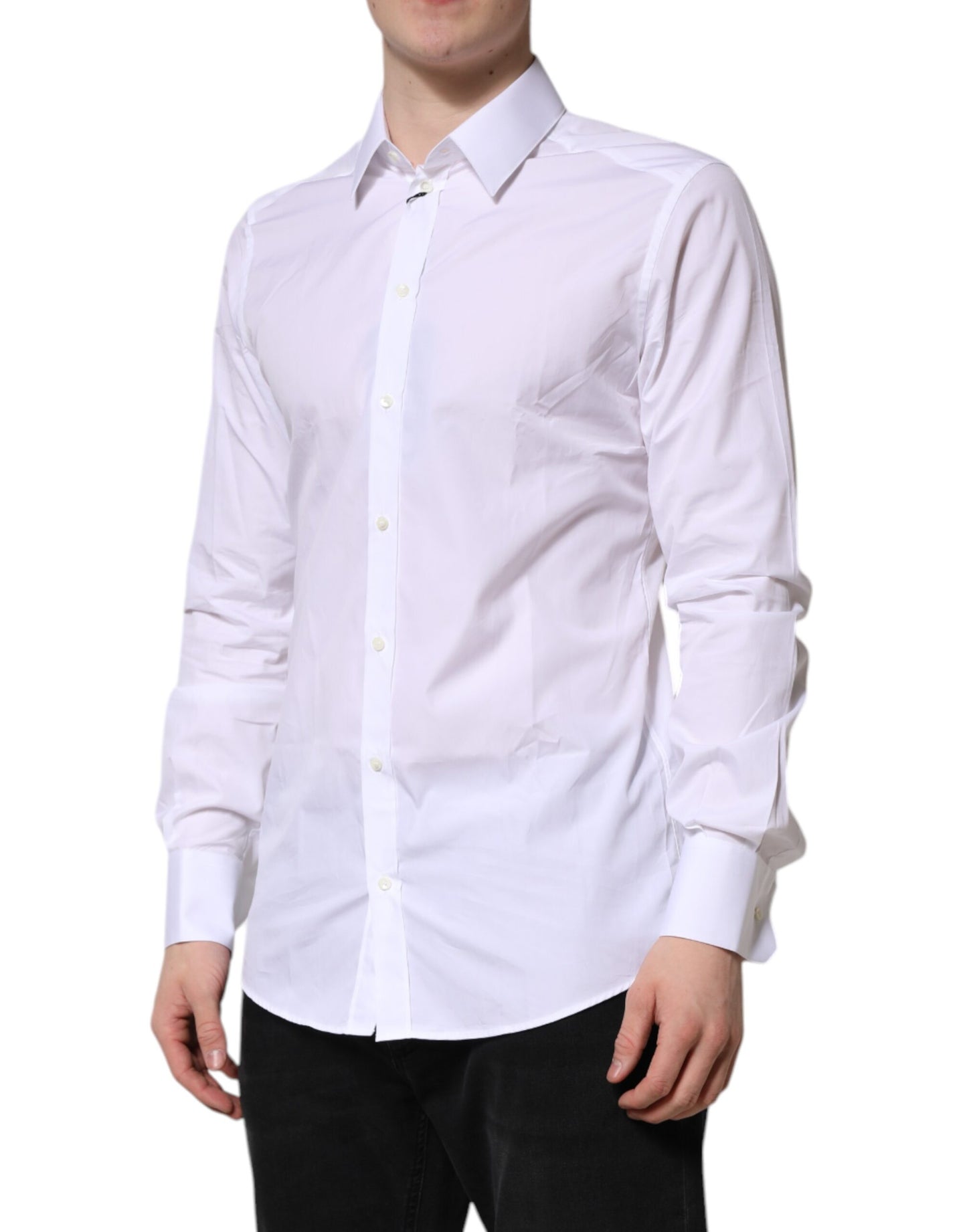 Dolce & Gabbana White GOLD Long Sleeves Dress Formal Shirt Dolce & Gabbana