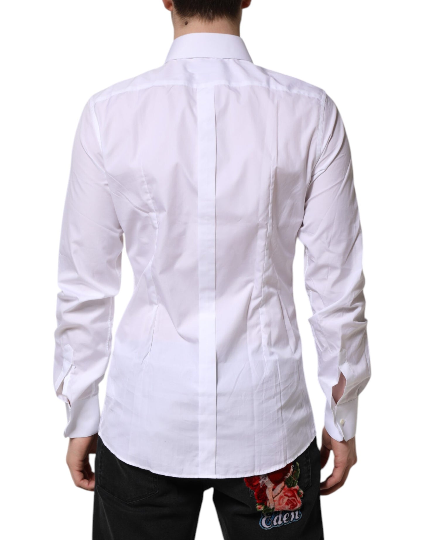 Dolce & Gabbana White GOLD Long Sleeves Dress Formal Shirt Dolce & Gabbana