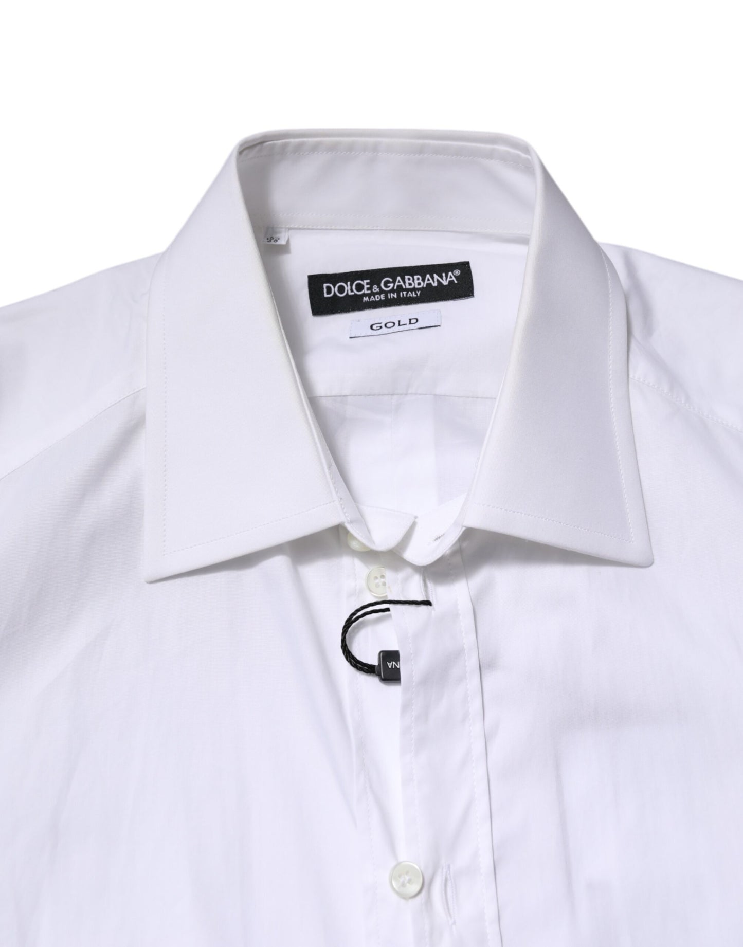 Dolce & Gabbana White GOLD Long Sleeves Dress Men Formal Shirt Dolce & Gabbana