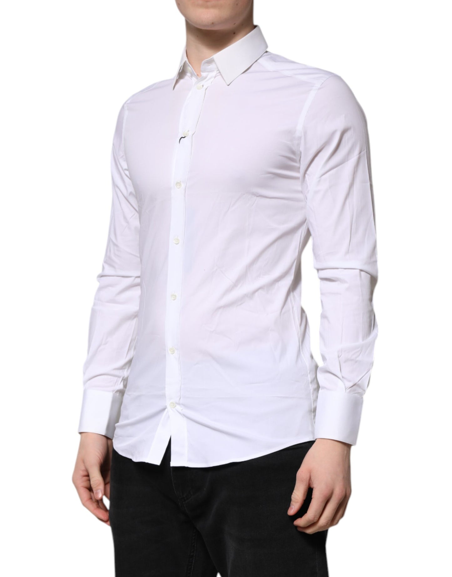 Dolce & Gabbana White GOLD Long Sleeves Dress Formal Shirt Dolce & Gabbana
