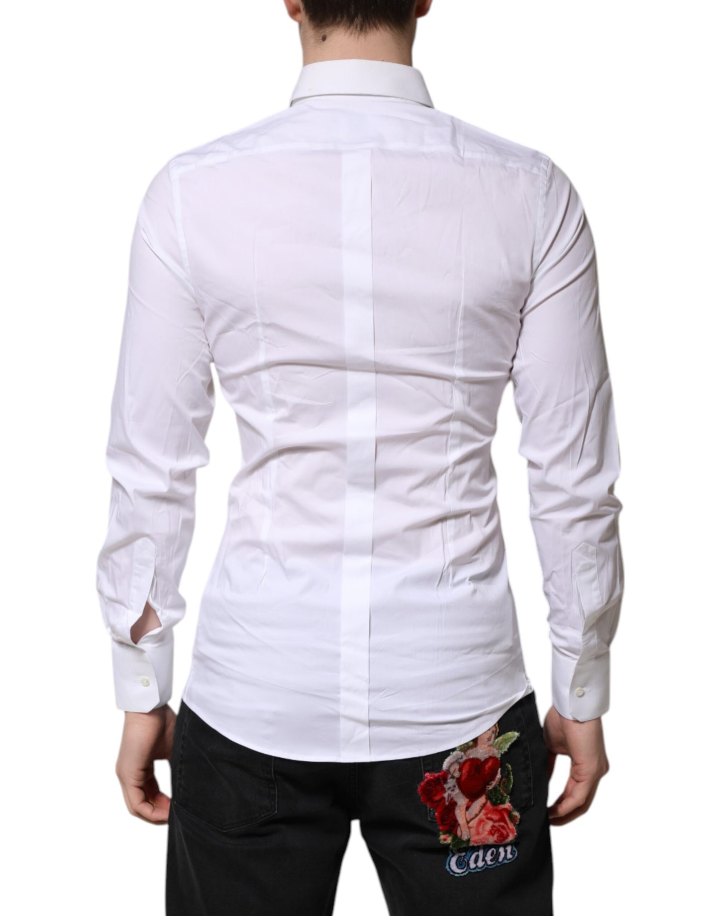 Dolce & Gabbana White GOLD Long Sleeves Dress Formal Shirt Dolce & Gabbana