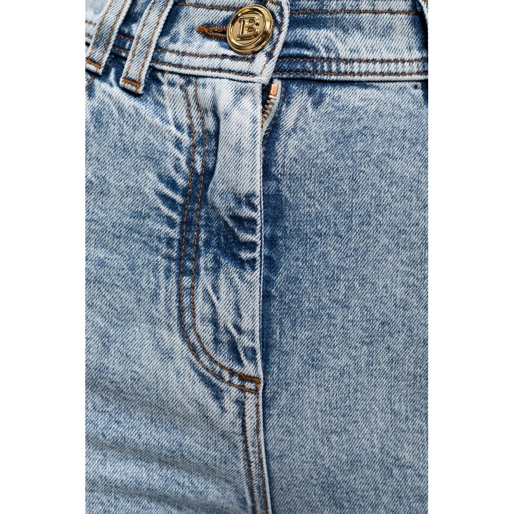 Balmain Blue Cotton Women's High-Waisted Jean Balmain