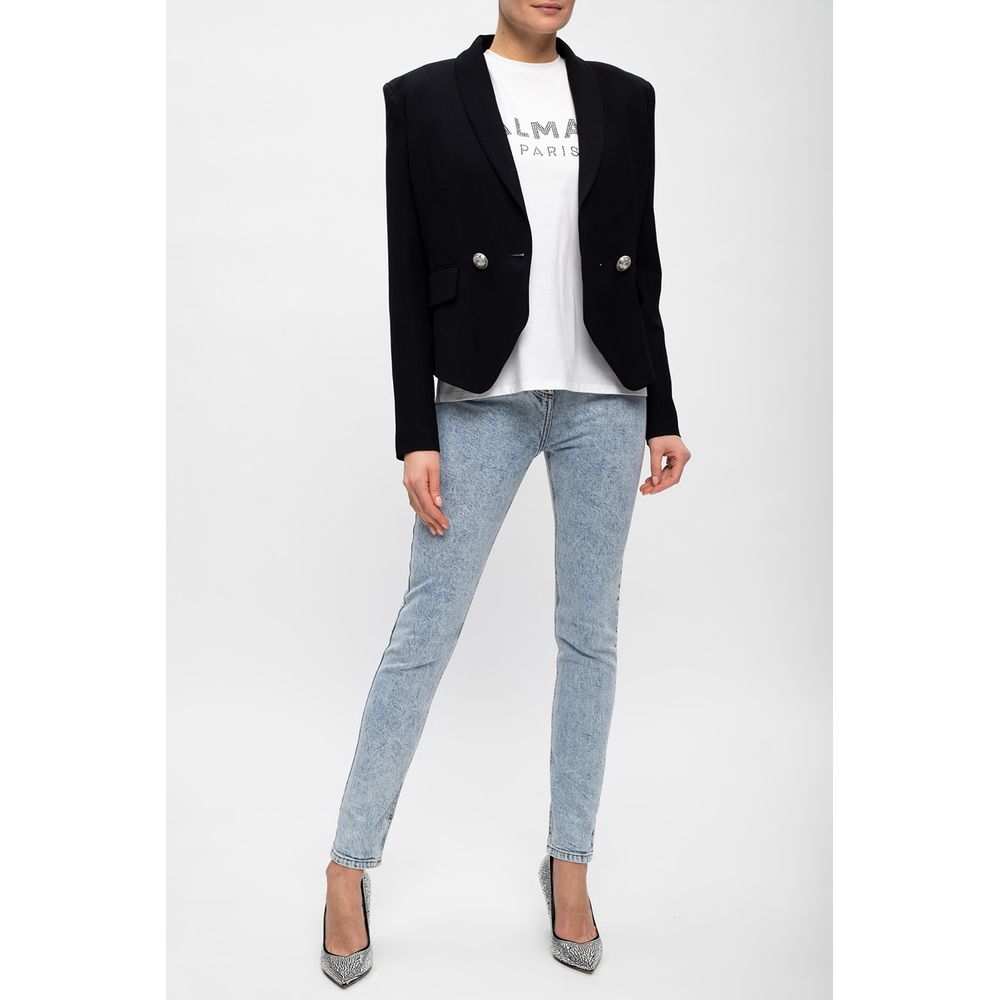 Balmain Blue Cotton Women's High-Waisted Jean Balmain