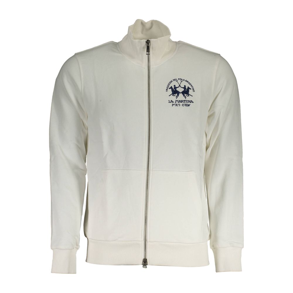 La Martina White Cotton Men Sweater La Martina