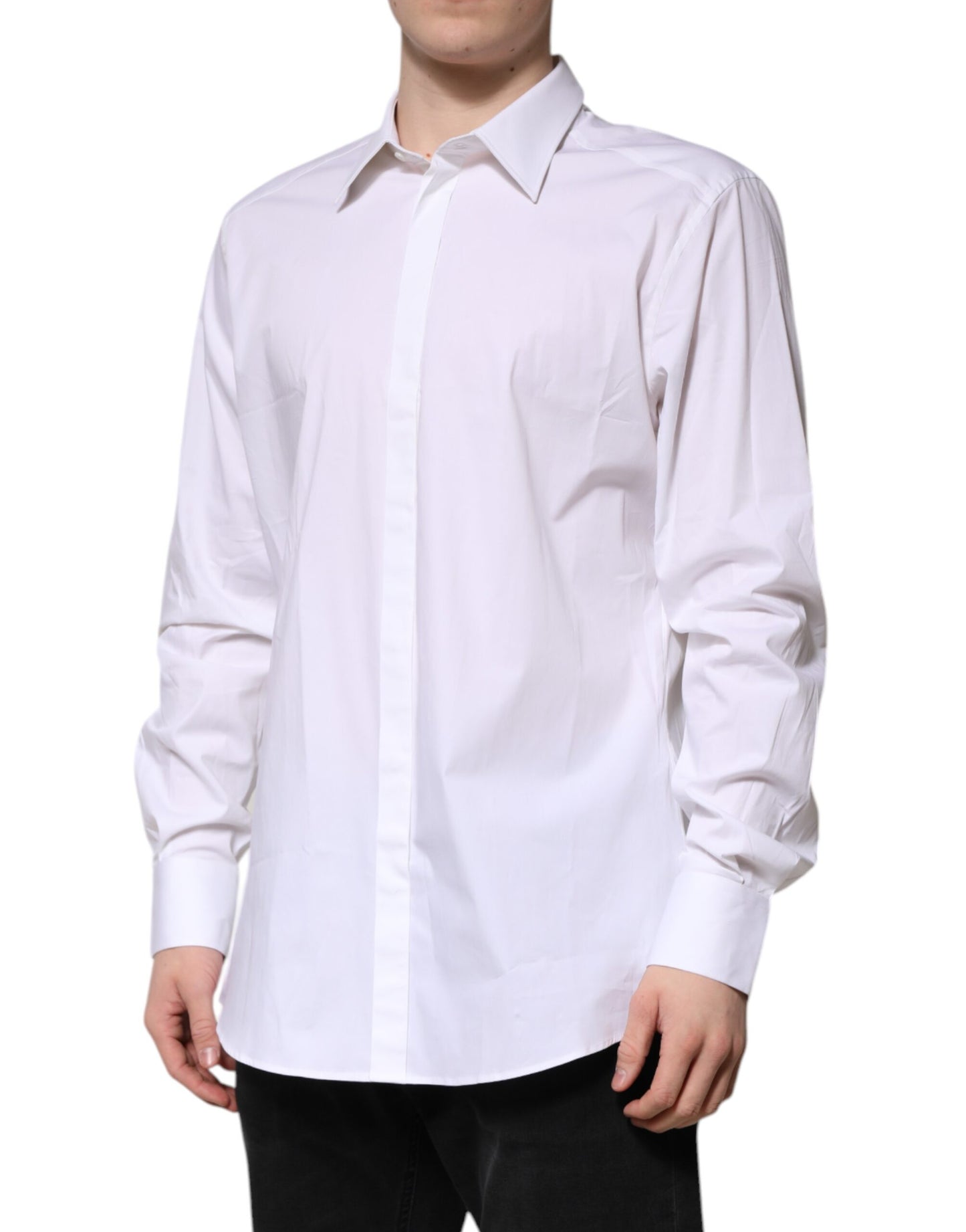 Dolce & Gabbana White MARTINI Long Sleeve Dress Formal Shirt Dolce & Gabbana